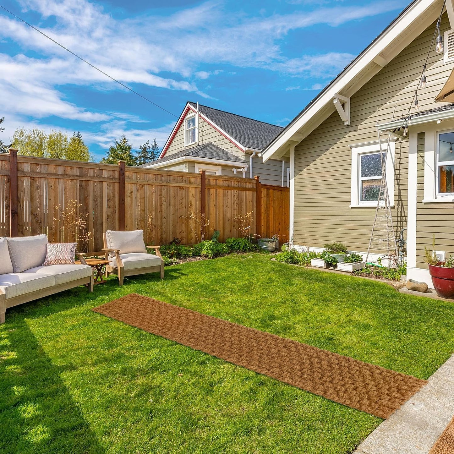 BARIEN 24” x 6 Ft Garden Pathway, 100% Natural Coco Coir Roll Mats – Hand-Woven Coir for Garden Walkway (24" x 6Ft)