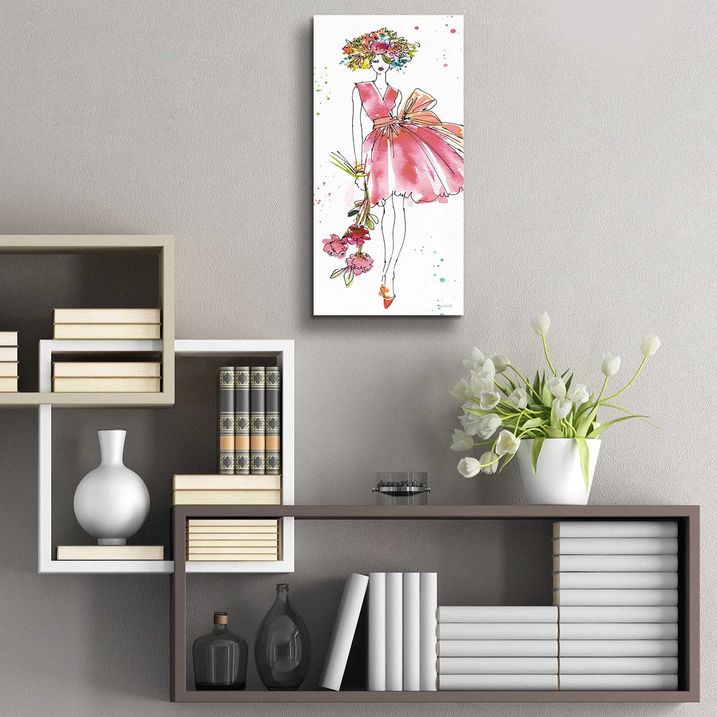 Epic Art 'Floral Figures V' by Ann Tavoletti, Acrylic Glass Wall Art, 12"x24"