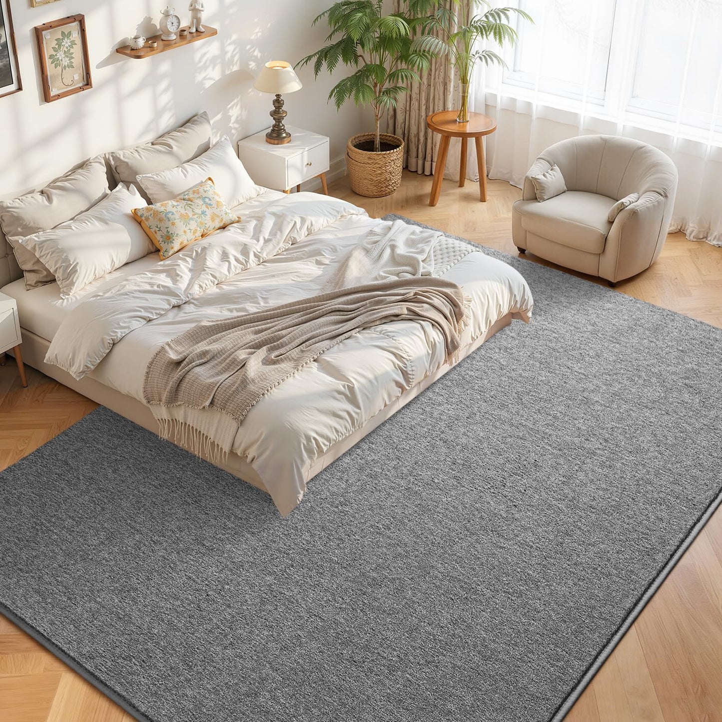 DweIke Rugs for Bedroom Living Room, 4x6 ft Grey Area Rug, Washable Memory Foam Indoor Carpet, Modern Non-Slip Ultra Soft Carpets for Kids Boys Girls Adults Nursery Dorm Home Decor