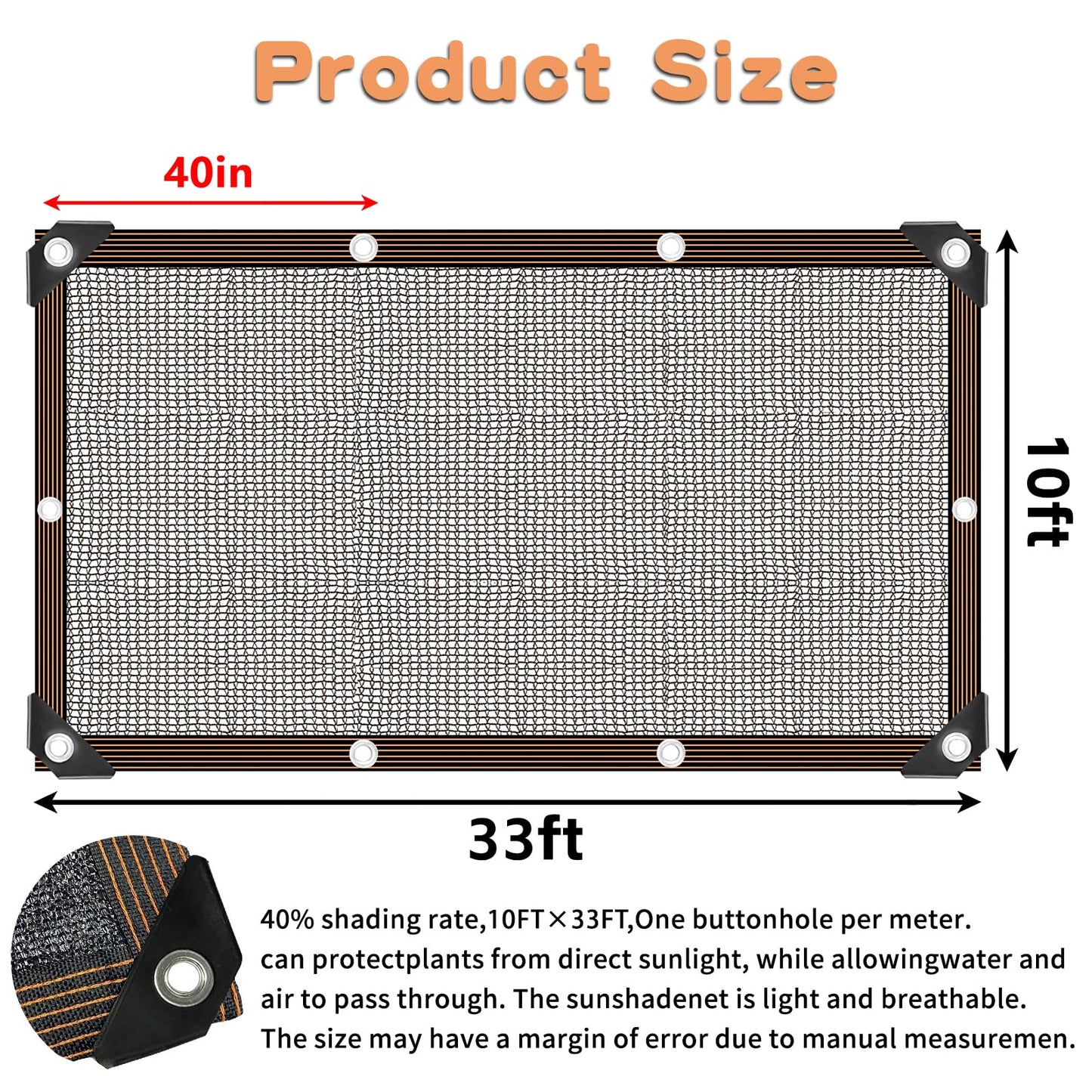 Shade Cloth for Plants Greenhouse, 40-50% Sunblock Shade Sails -for Outdoor Garden Pergola Patio Lawn Plant Pool Sun Shade Cloths for Kennel Chicken Coop Easier to Hang Shade Net Cover