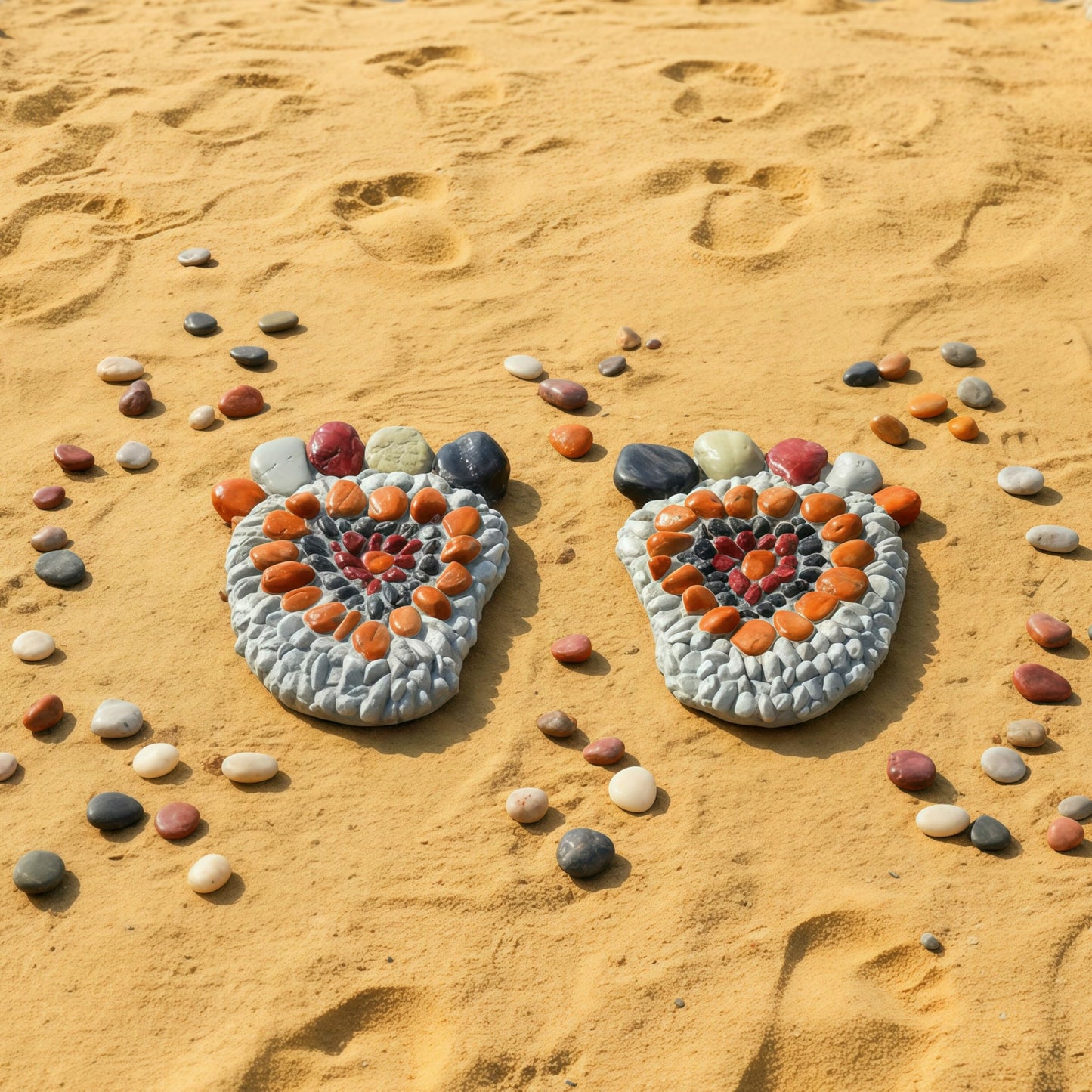 Garden Stepping Stones - Decorative Garden Stones for Patio, Deck, Garden or Sidewalk Faux Cobblestone Stepping Stones (Set of 2#A Small Size