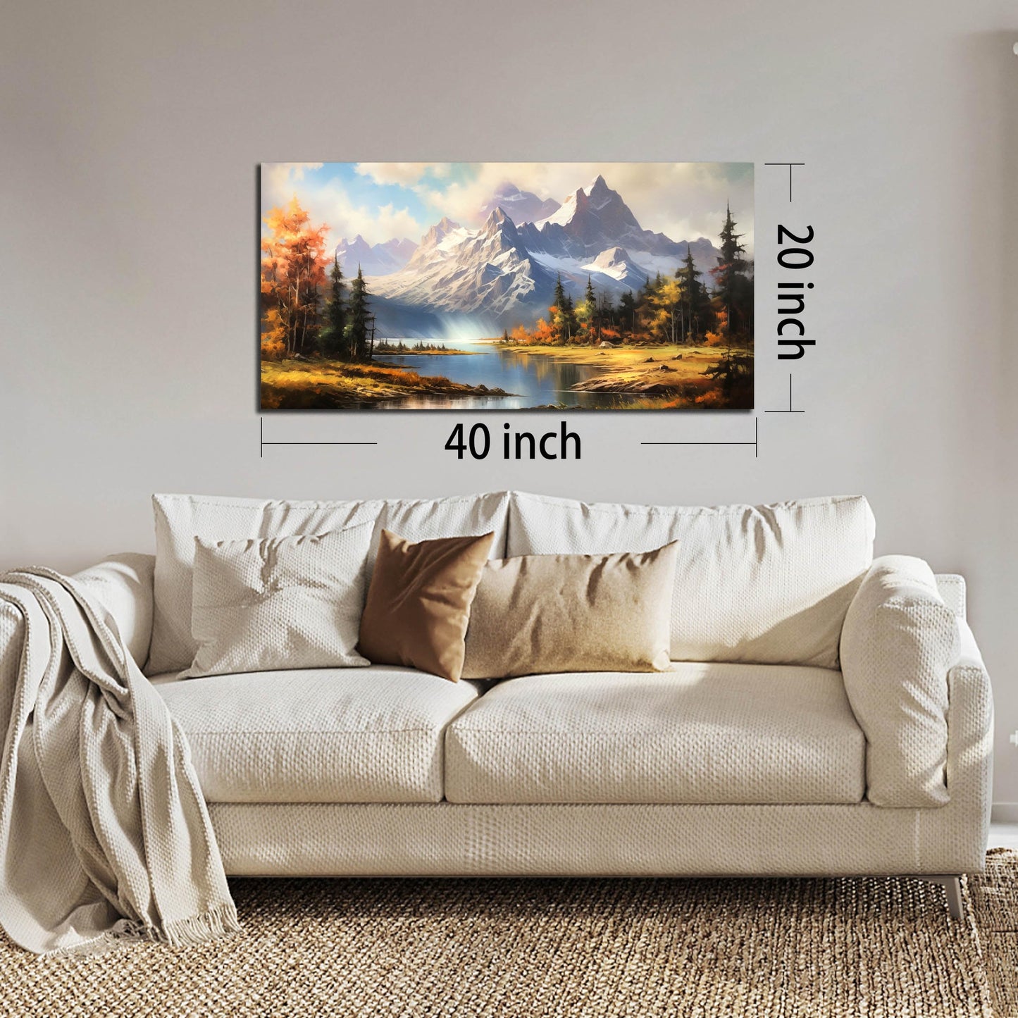 Mountain Wall Art for Living Room Bedroom Office Nature Wall Art Large Mountain Lake Forest Landscape Pictures Modern Artwork Framed Wall Decor Canvas Prints 20x40 Inch