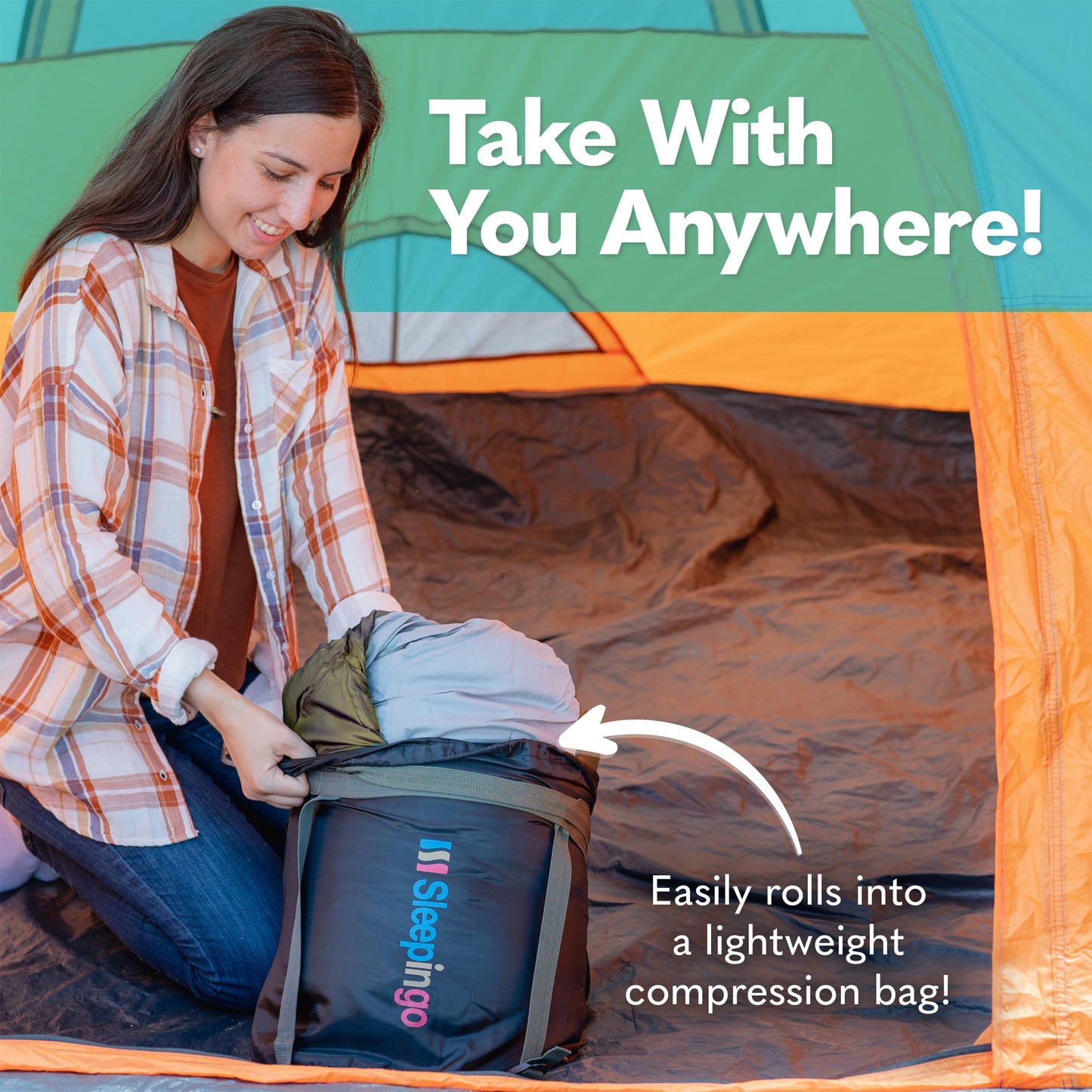 Double Sleeping Bags for Adults – Waterproof Queen-Size 2 Person Sleeping Bag with Pillows for Camping, Backpacking, Hiking, or Truck Use – Warm, Lightweight, and Convertible into Two Singles – Blue