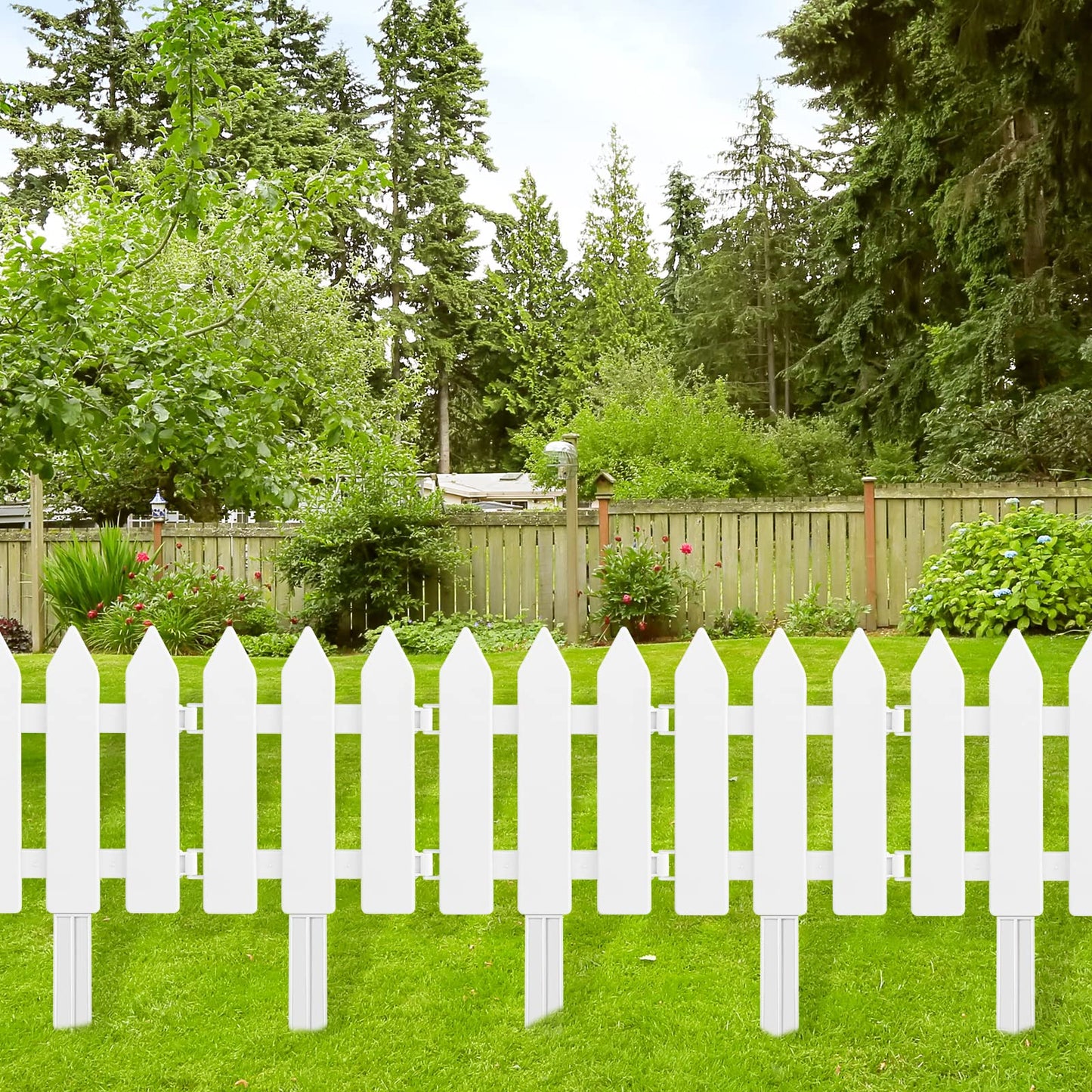 ELECLAND White Plastic Garden Fence with 22 Pieces, Picket Fence Edgings for Lawn, Flowerbeds, Plant Borders, Decorative Yard