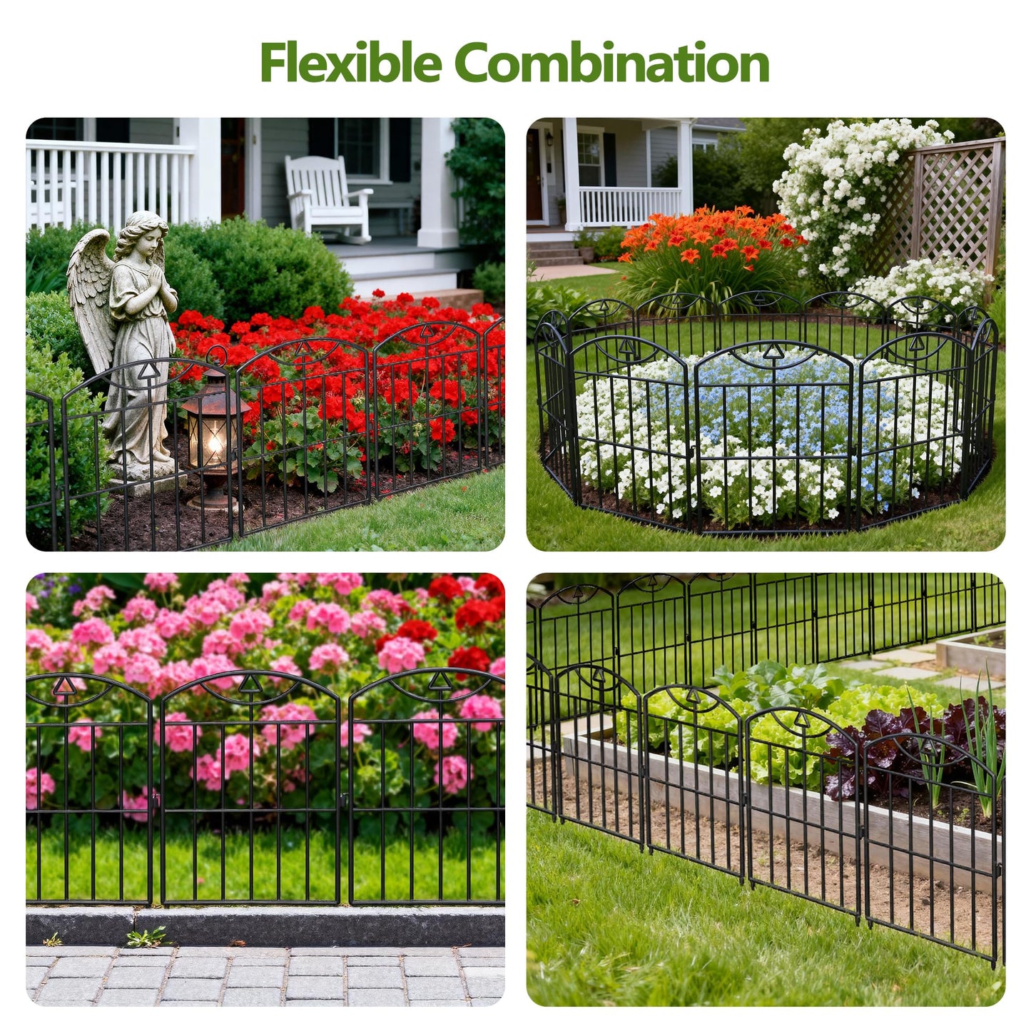 Garden Fence 17in (H) x21ft (L), 20 Pack Rustproof Metal No Dig Animal Barrier, Decorative Garden Border Fence Panels, for Dogs, Flower Bed, Patio