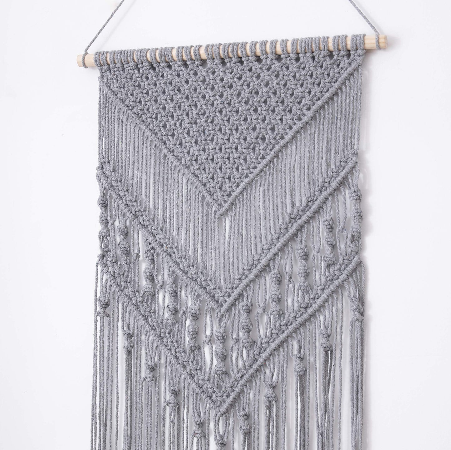 laddawan Macrame Wall Hanging Cotton Rope Wall Art Woven Tapestry Boho Chic Wall Decoration (Light Grey)