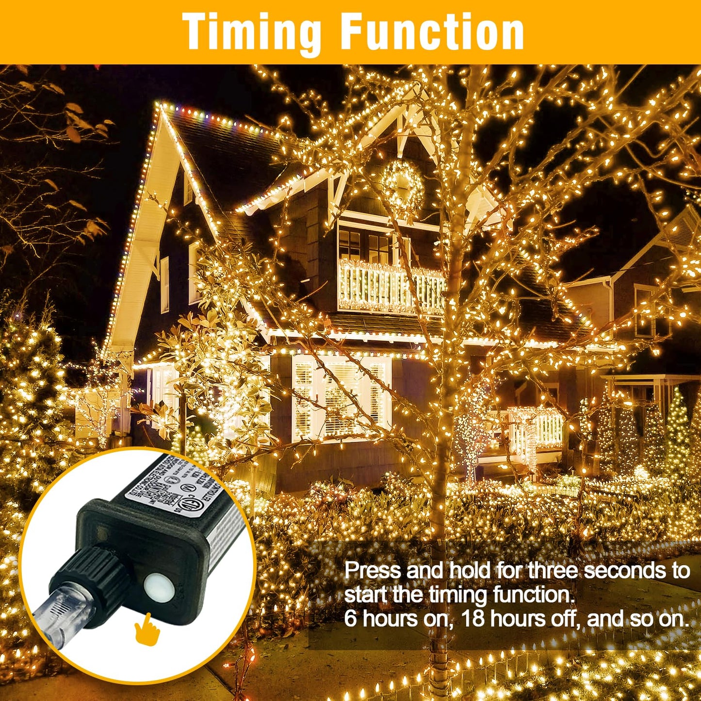 WASTROYAL 210 LEDs Warm White LED String Lights – 70FT Transparent Wire, Waterproof & Connectable Christmas Tree Lights for Indoor Outdoor Holiday Décor