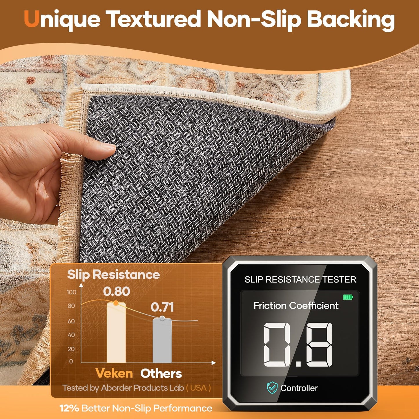 Veken Non Slip Cushioned Rug Pad Gripper, Felt and Silicone Backing, Carpet Liner for Hardwood Floors and Finishes, Under Area Rugs Anti Skid Mat, Keep Rugs Safe and in Place, 2 x 3 Ft 1/8 inch Thick