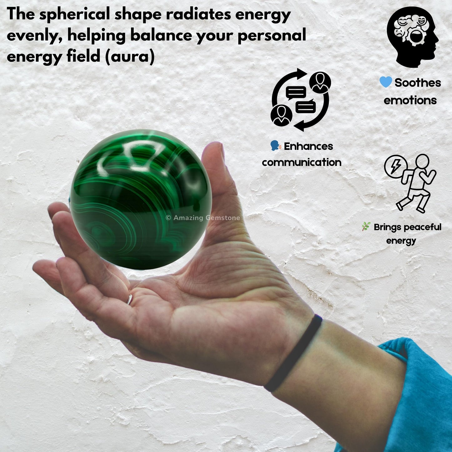Amazing Gemstone Malachite Crystal Ball with Stand - 2" Inches Crystal Sphere Meditation Balls for Witchcraft and Decorative Balls