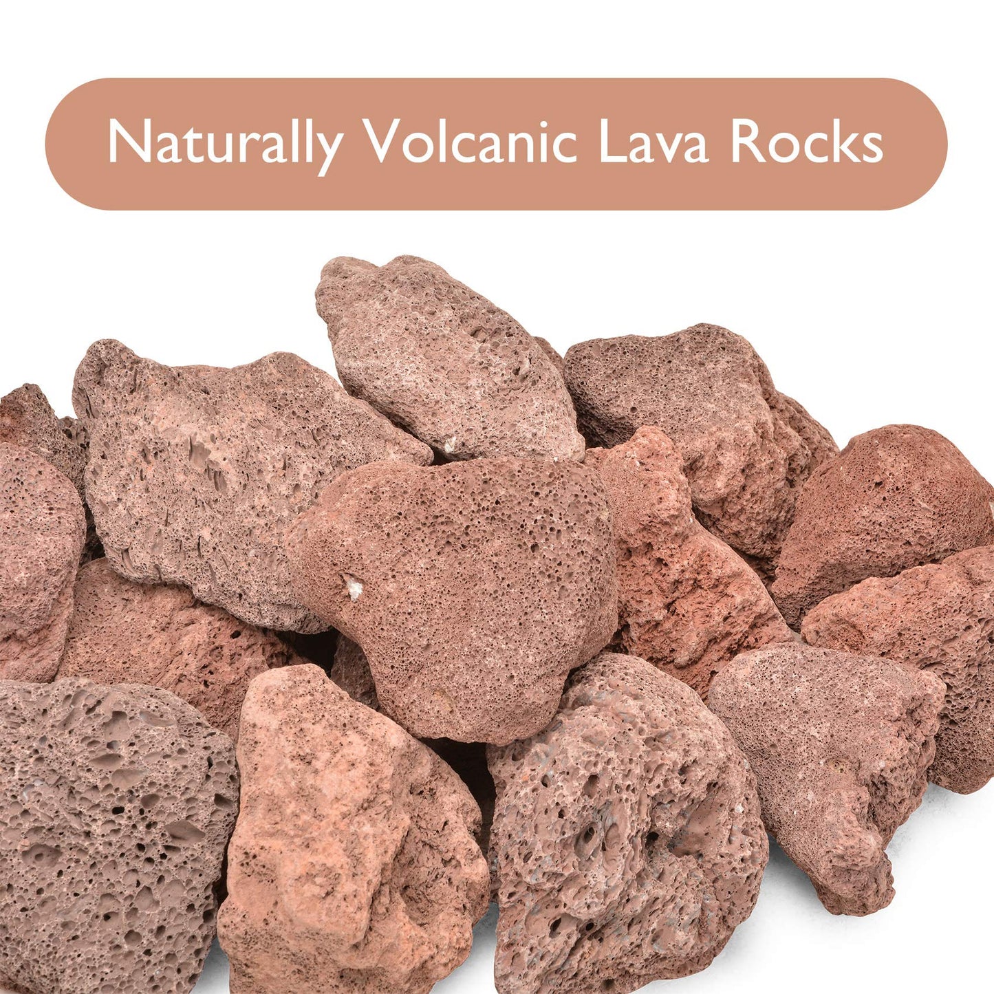 Skyflame 10LB Natural Lava Rocks for Fire Pits, Fire Tables, Fireplaces, Garden Landscaping Decoration, Indoor and Outdoor Use, 3"-5" Sizes, Red