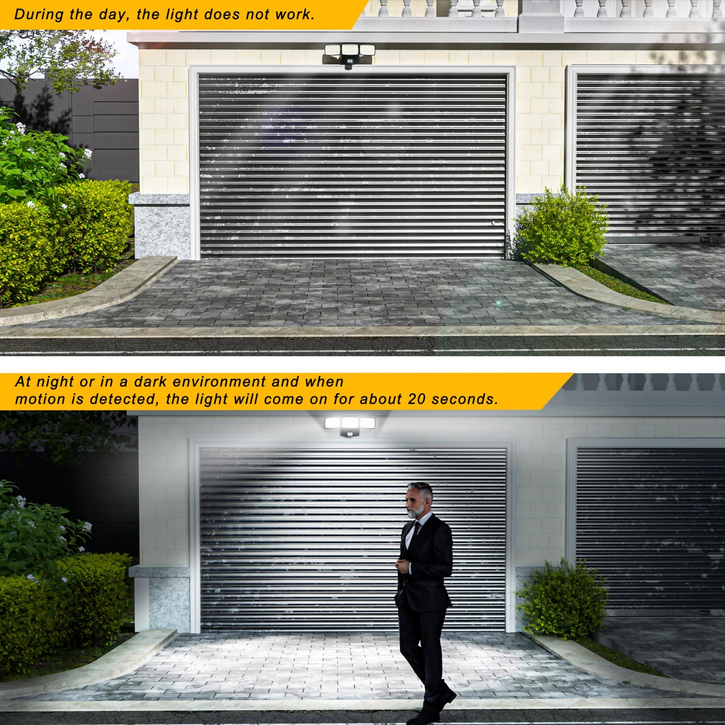Battery Powered Motion Sensor Outdoor Lights, 1500LM Flood Lights IP65 Waterproof Security Light Motion Detector Lights Wireless for Outside Yard 1Pack