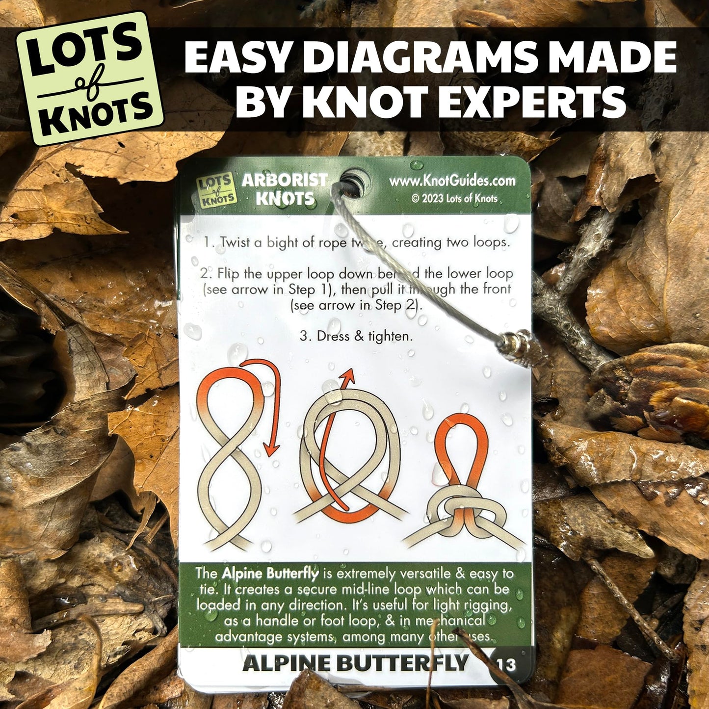 Arborist Knots - Knot Cards for Tree Climbing and Tree Trimming - 14 Page Waterproof Pocket Guide for Arborist Equipment Kit