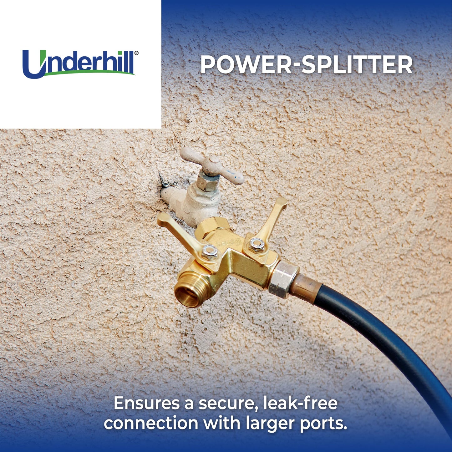 Underhill Garden Y Hose Splitter 2 Way, Heavy Duty Bib Faucet Spigot Connector with Water Shut Off Valves, Metal, 30 GPM, 3/4-Inch Thread, A-HB2HF