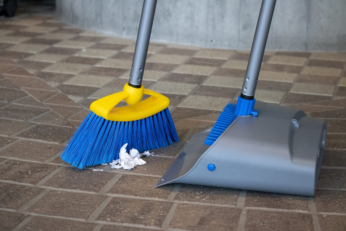 Broom with Dustpan Combo Set - Made in Italy, Broom and Dustpan Set with Long Handle | Durable Dust Pan & Broom Set for Home, Office & Commercial Cleaning