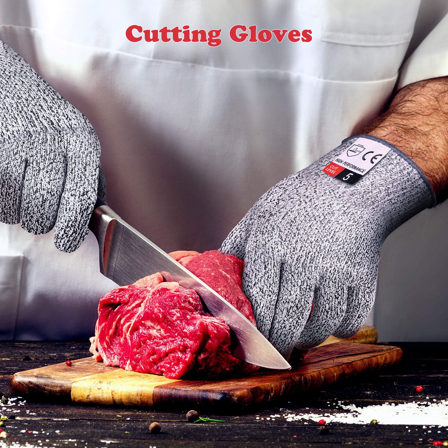 Apaffa Cut Resistant Work Gloves Large, 2PCS Cut Proof Gloves with Anti-slip Silicone Coating, Level 5 Protection