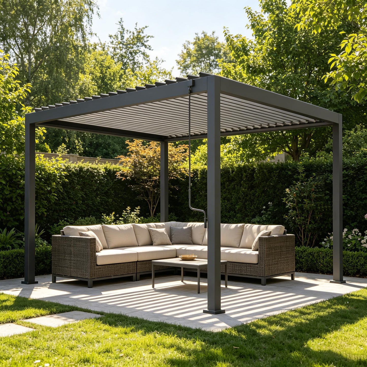Orithm Louvered Pergola 10x12 FT, Aluminum Outdoor Pergola with 0°-90° Adjustable Hardtop Roof, Heavy Duty Metal Pergola for Patios, Deck and Backyard, Anti-Rust & Concealed Drainage, Charcoal Gray