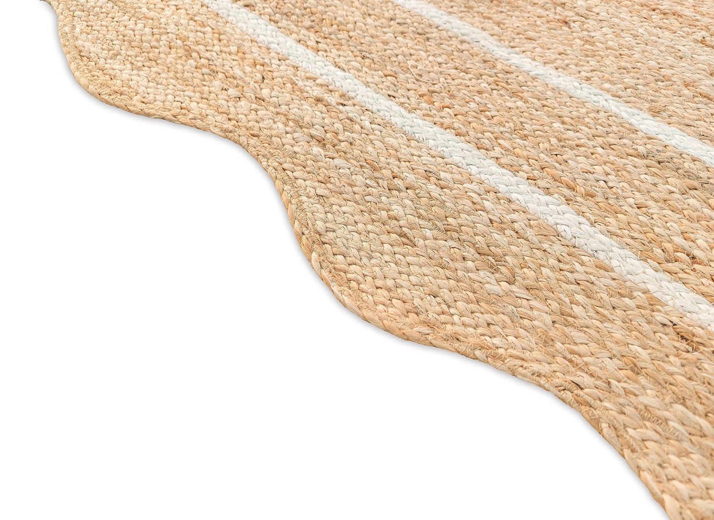 Weaving Village Wave Scalloped Natural Jute Rug - Boho Entryway Runner, Farmhouse Scallop, Off White (2'6"x8')