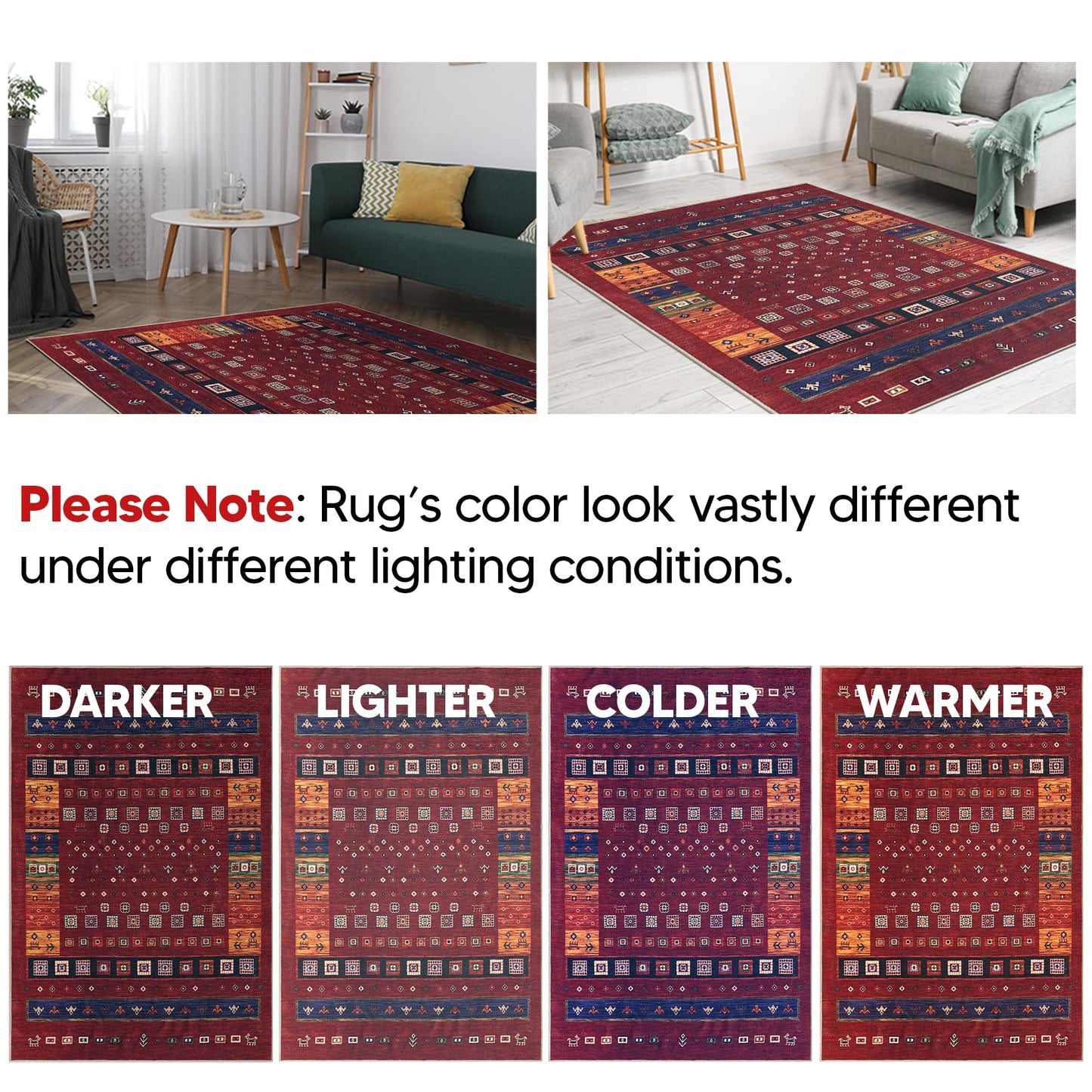 Keen Home Design 5x7 Rug - Machine Washable Area Rug with Non-Slip Backing, Ideal for Living Room, Dining Room, Bedroom - Vintage, Easy Clean, Durable, Low Pile Rug - (5' x 7')