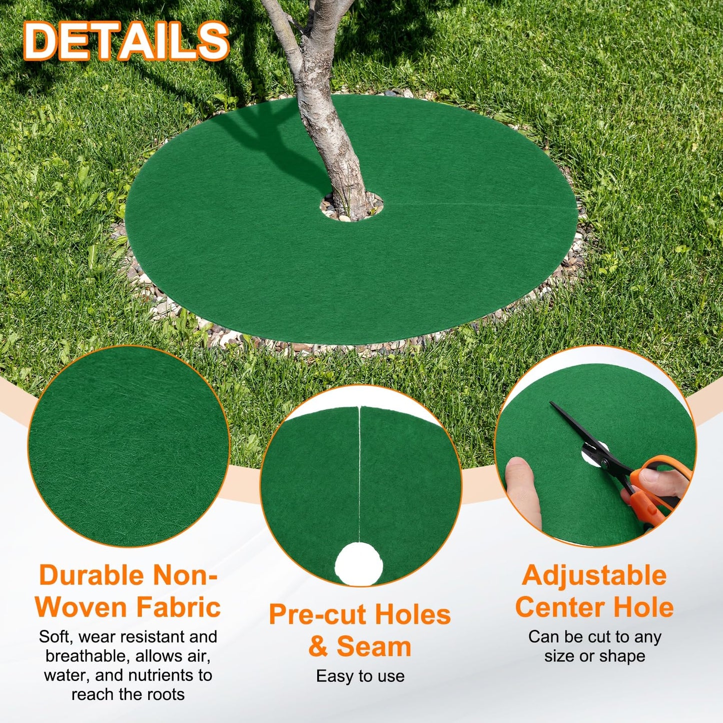 HARFINGTON 4pcs Tree Mulch Ring 24.4 Inch Non-Woven Round Tree Protector Weed Barrier Mat Plant Cover Rings for Weed Grass Control Root Protection, Green