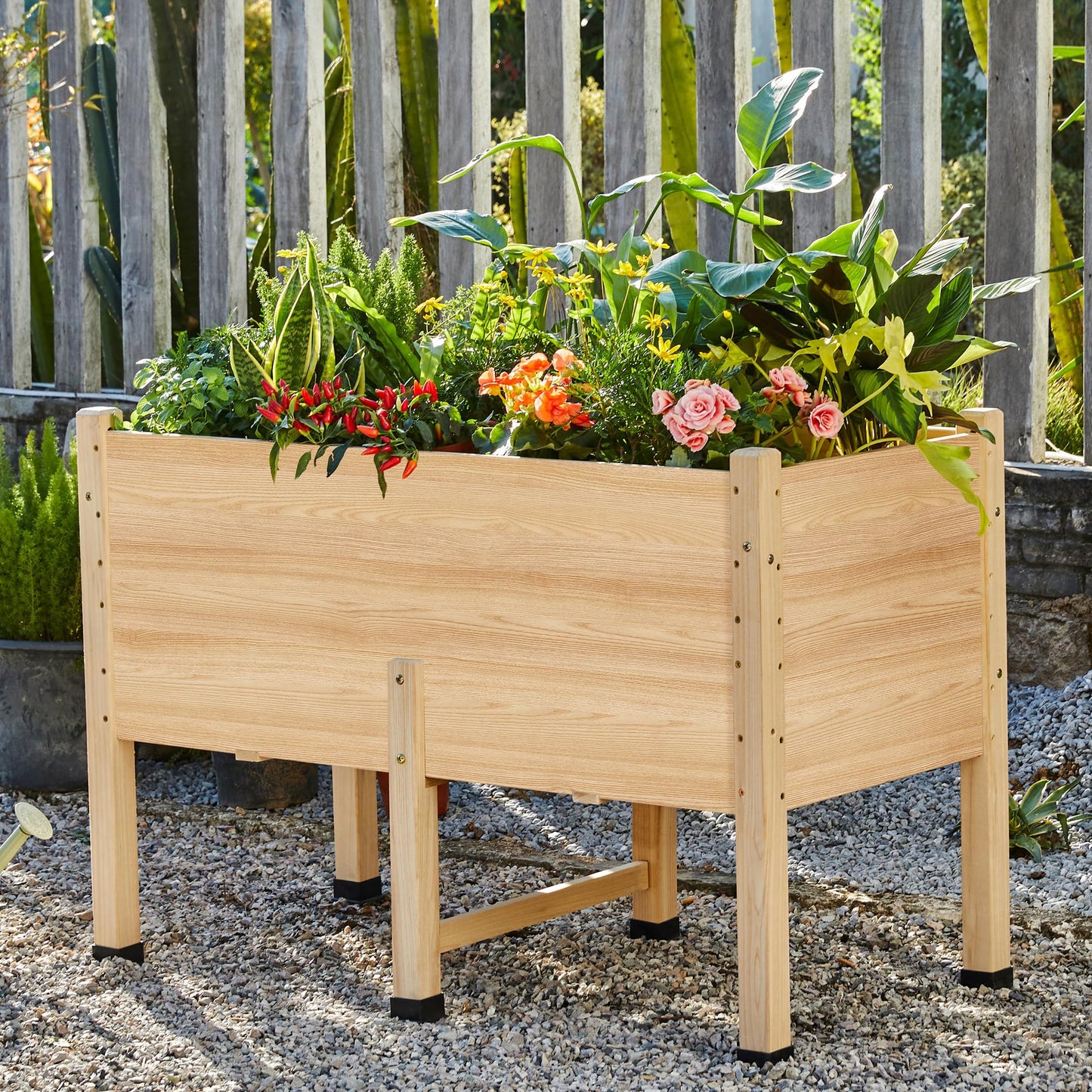 AMERLIFE 4x2 Ft Raised Garden Bed - Features Legs, Drainage Holes, 16 Inch Depth Ideal for Vegetables, Flowers, Herbs, Elevated Wood Planter Box for Balcony, Patio, and Backyard, Easy Assembly
