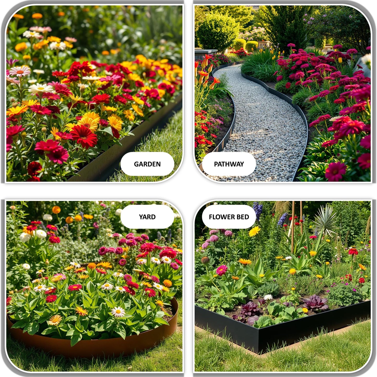 20ft (6-Pack) Cor-Ten Steel Landscape Edging – 40" x 8" Flexible Pre-Applied Rust Patina Garden Border