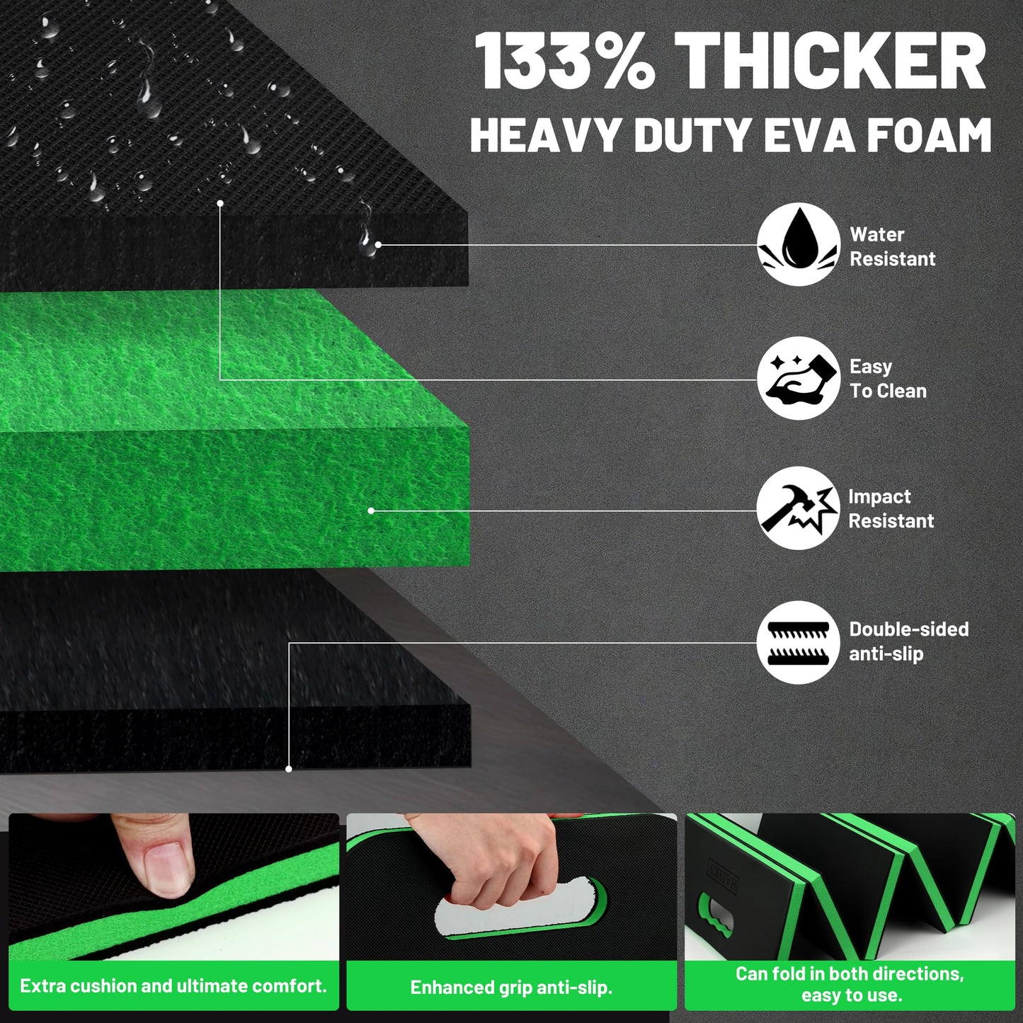 HAISKY Foldable Mechanic Mat Kneeling Pad, Extra Thick Density EVA Foam Portable 6-Fold Kneeling Mat, 45" x 16" for Working Under Car, Gardening, Yardwork, Workshop Repairing, Camping