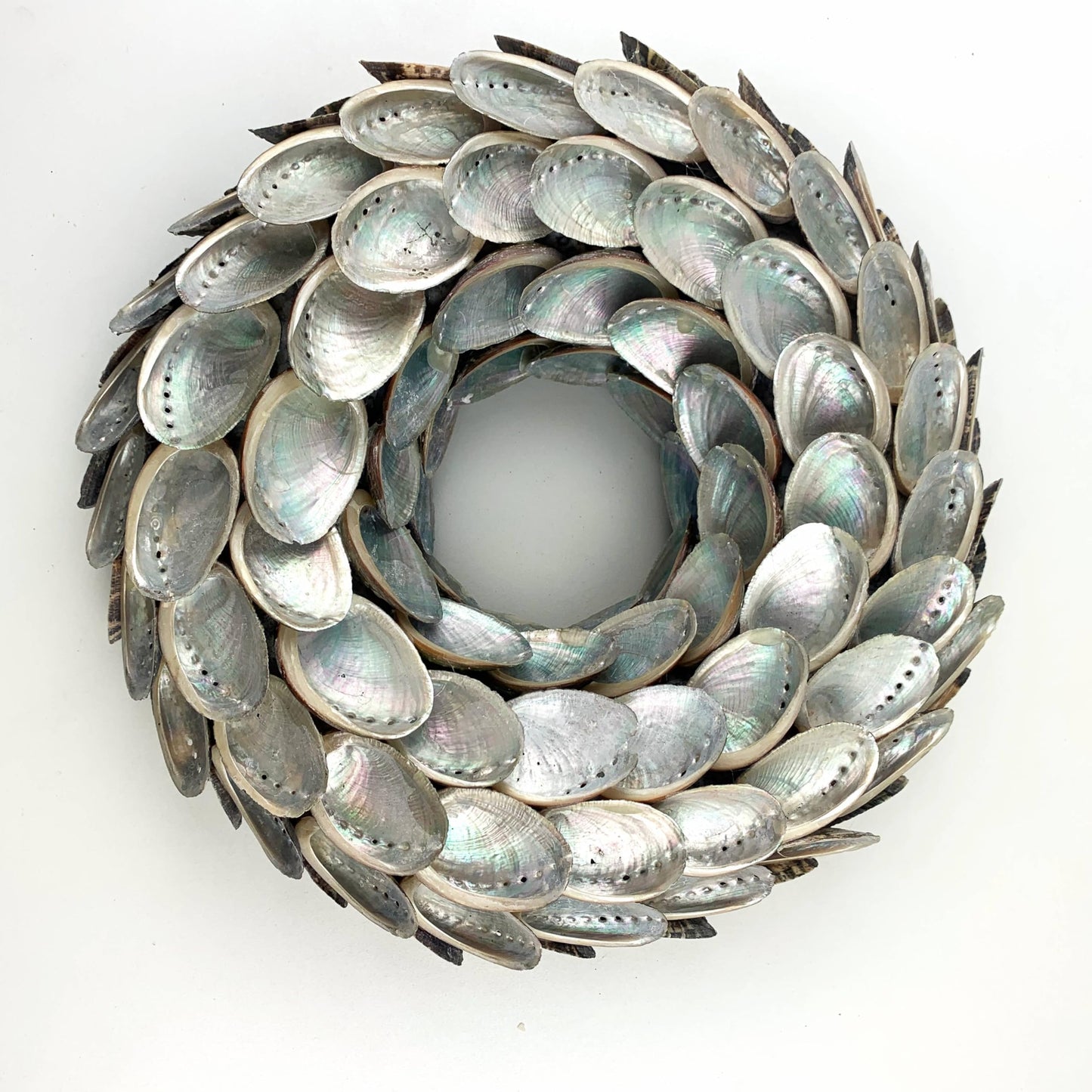 Heyiwell 10" Inch Abalone Shell Wreaths for Wedding Beach Home Wall Art Indoor Outdoor Front Door Decor