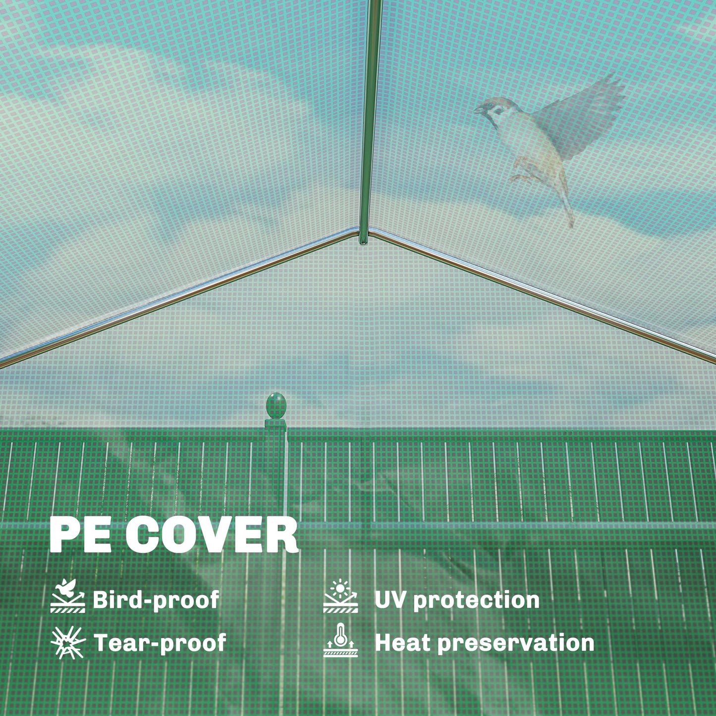 Outsunny 10'x11'x6' Walk-in Tunnel Greenhouse with Shelves, Mesh Door and Windows, Plant Hot House with PE Cover, Outdoor Green House for Patio Lawn Garden, Green