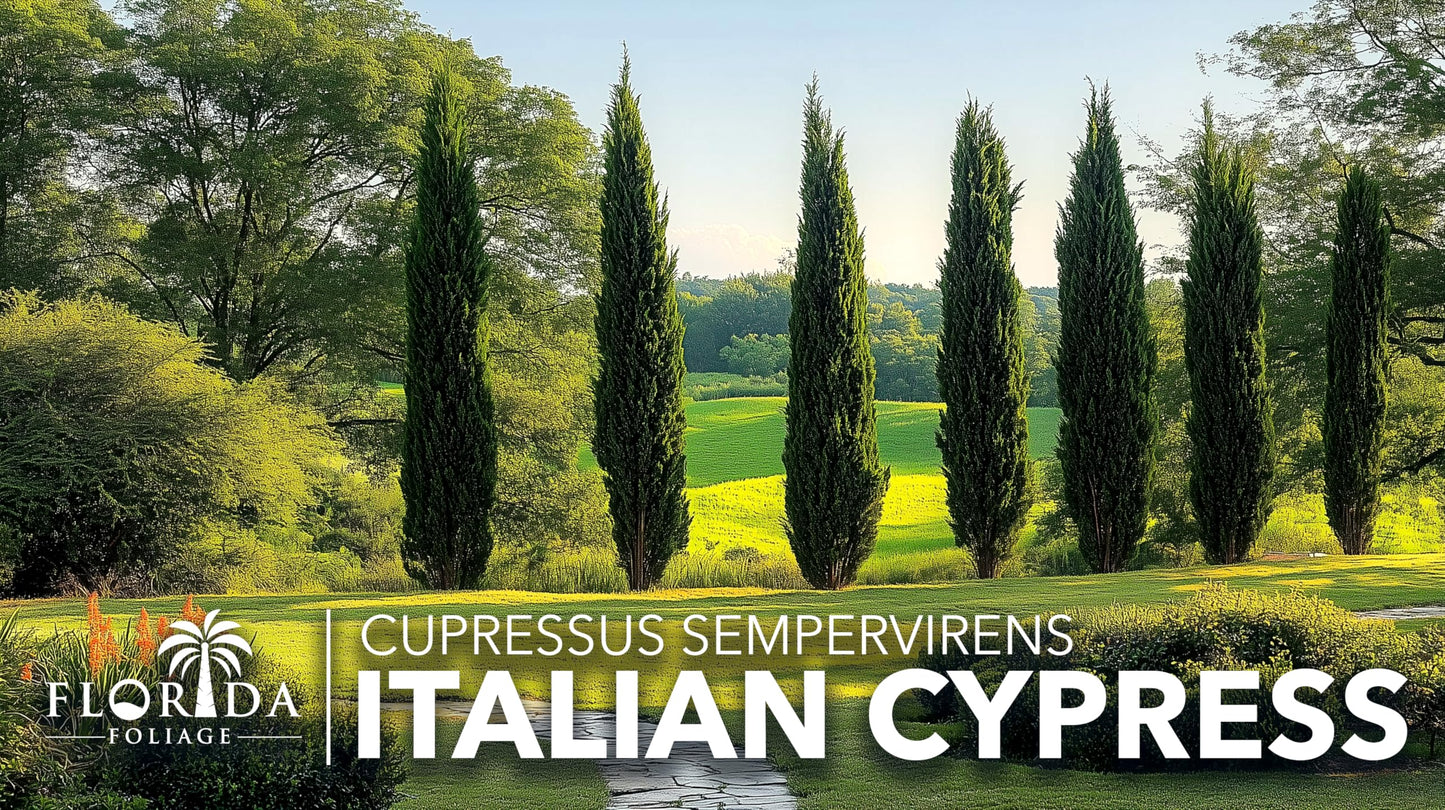 Italian Cypress | 3 Large Trade Gallon Size Trees | Cupressus sempervirens | Narrow Evergreen Plants | Tall Privacy Landscaping | Upright Ornamental Outdoor Plant