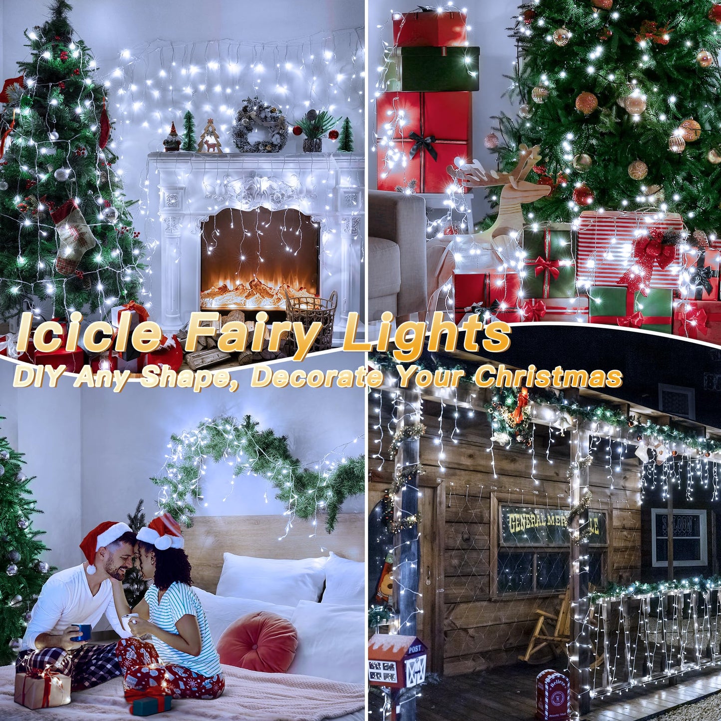 Icicle Lights for Outside, 216LED 24FT Waterproof Christmas Light Outdoor with 8 Modes & Timer, Connectable Christmas Icicle Lights for Eaves House Yard Indoor Outdoor Holiday Decoration(Cool White)
