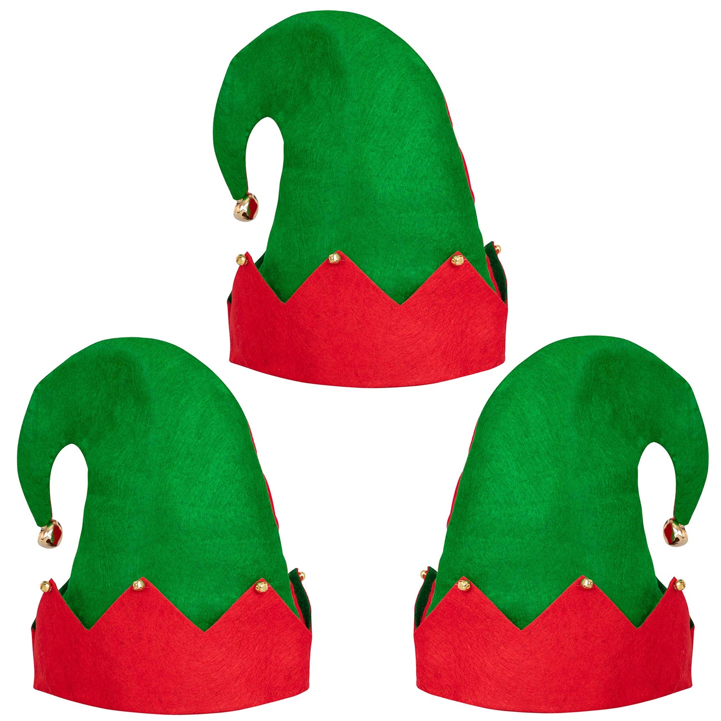 Moon Boat 3Pack Christmas Elf Felt Hats Holiday Costume Accessories for Adult Parties