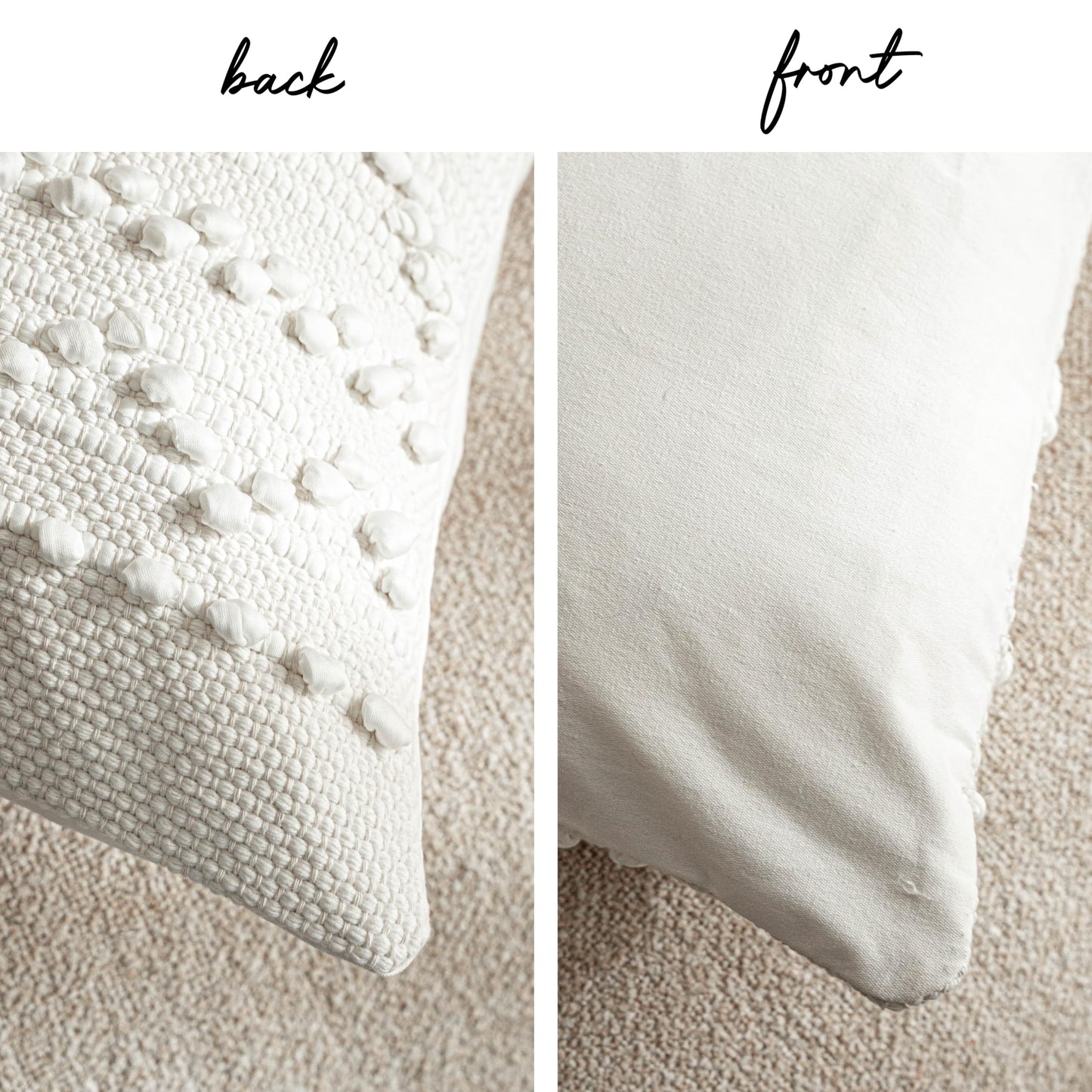 BlissBlush Pure White Decorative Throw Pillow Cover 20X20, Boho Accent Pillow for Couch, Square Modern Farmhouse Pillowcase for Living Room Couch Sofa Cushion Home Décor (Pack of 1)