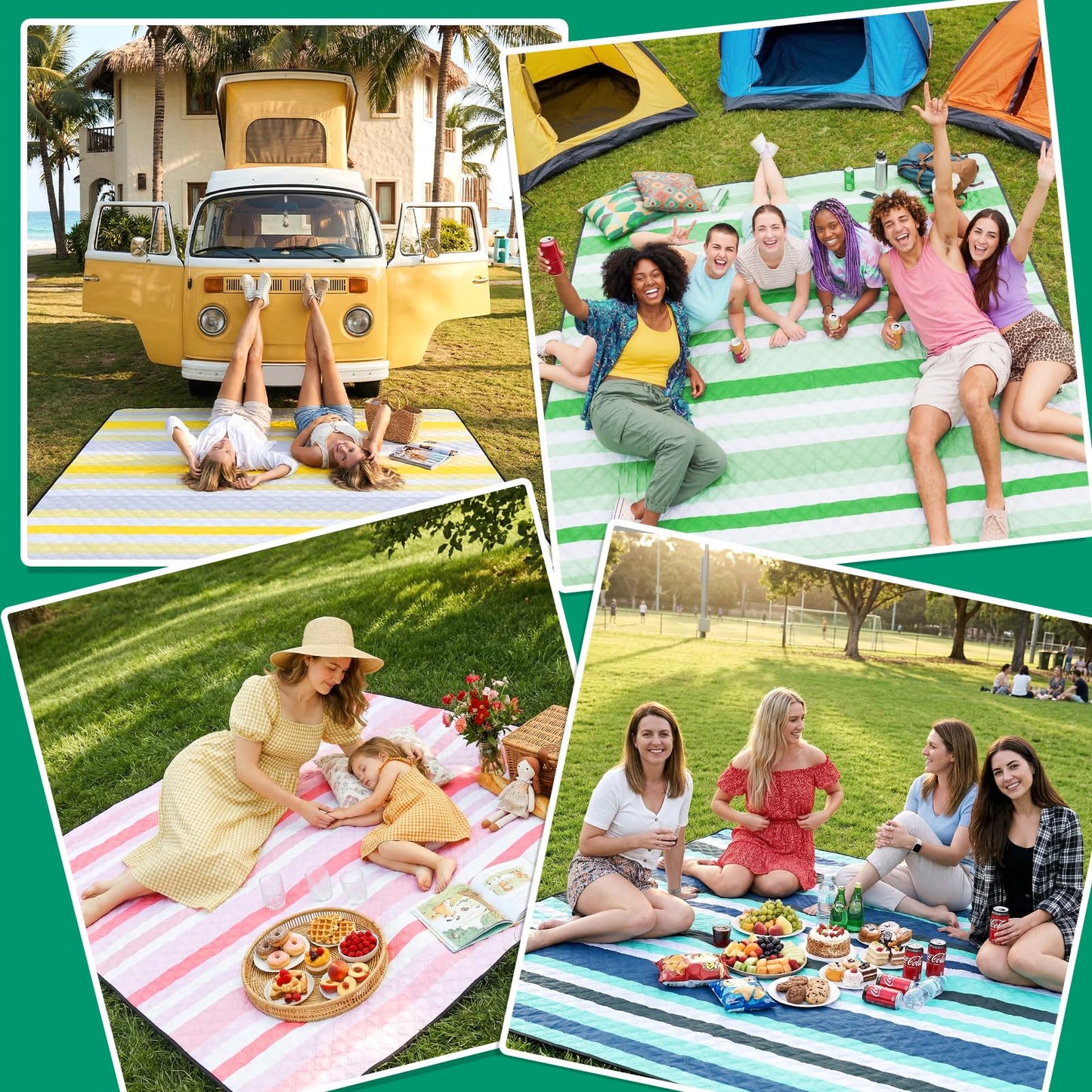 RYCHIC Waterproof Beach Blanket Picnic Outdoor Camping Mat Women Men Christmas Xmas Birthday Cool Ideas Best Friend Teacher Mother Day Mom Grandma Coworker Boss Bestie Adult Thank You Appreciation