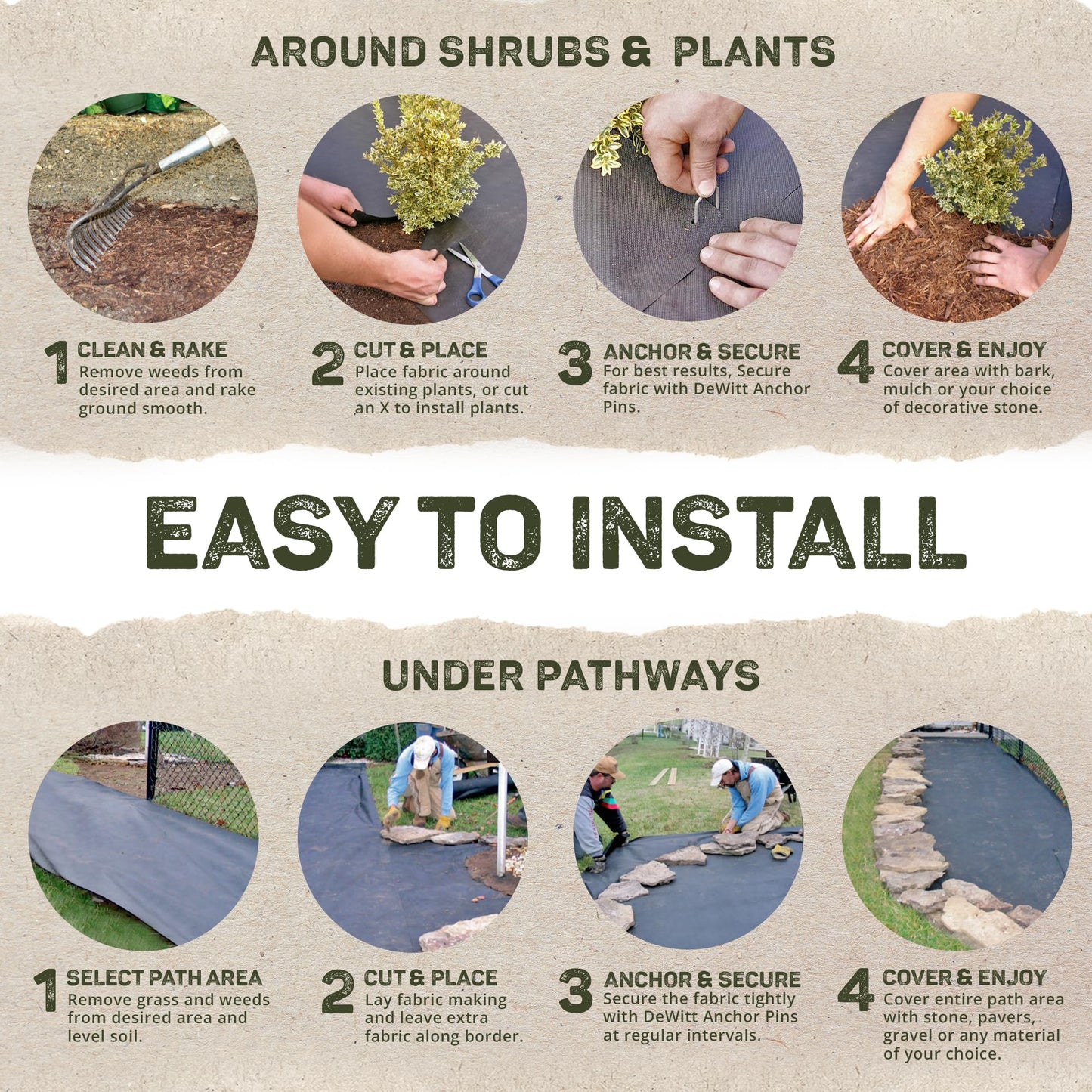 Dewitt Sunbelt Weed Barrier Fabric 3.2 oz, 6 x 300 Feet – Heavy-Duty Ground Cover Mat for Greenhouse Floors, Garden Rows, Raised Beds, Yard Gardening, and Outdoor Landscape Protection