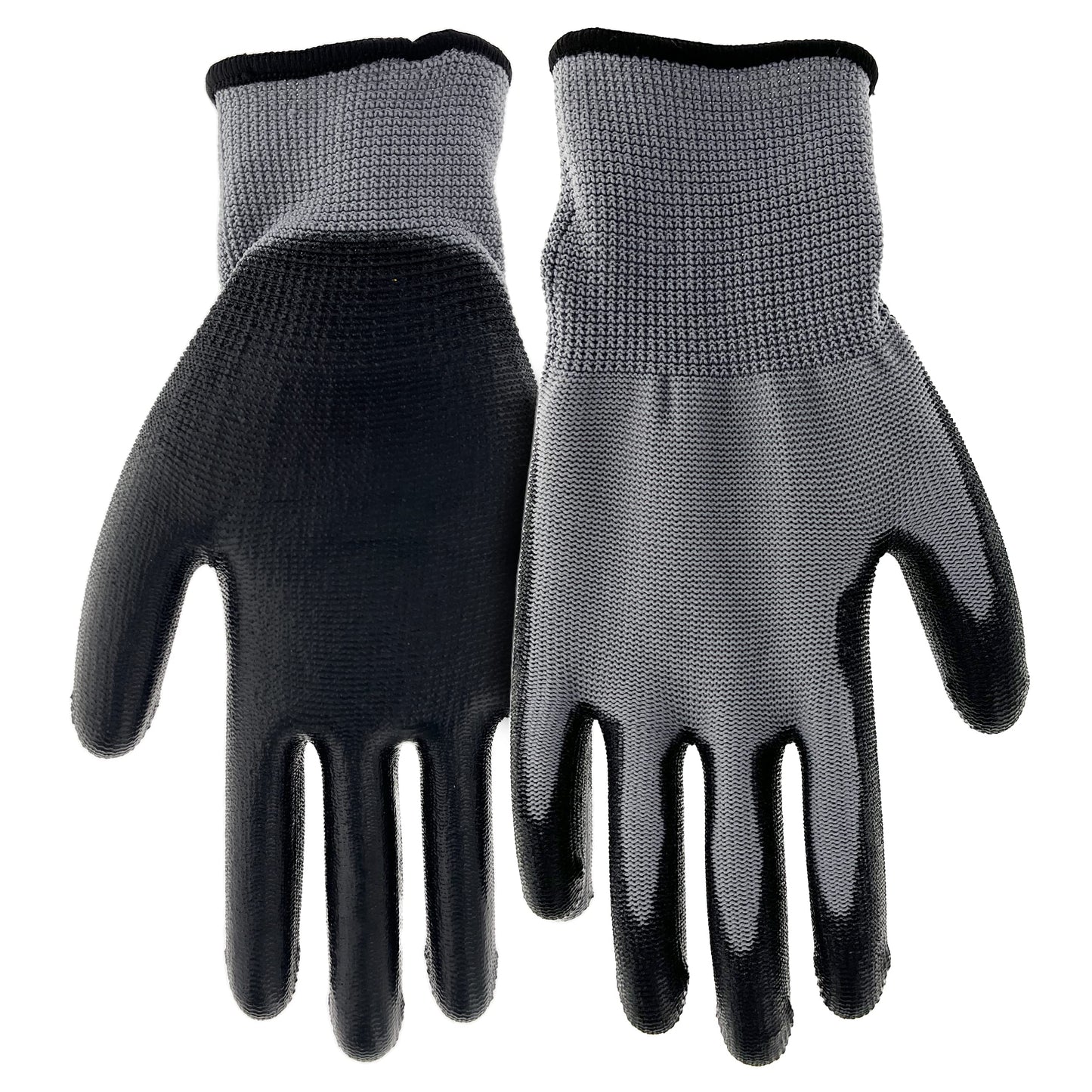 Boss Kid's Polyurethane Coated Work Gloves, Enhanced Grip, High Dexterity, Water Resistant, Comfort, Gray/Black, Youth, (B33021-Y)