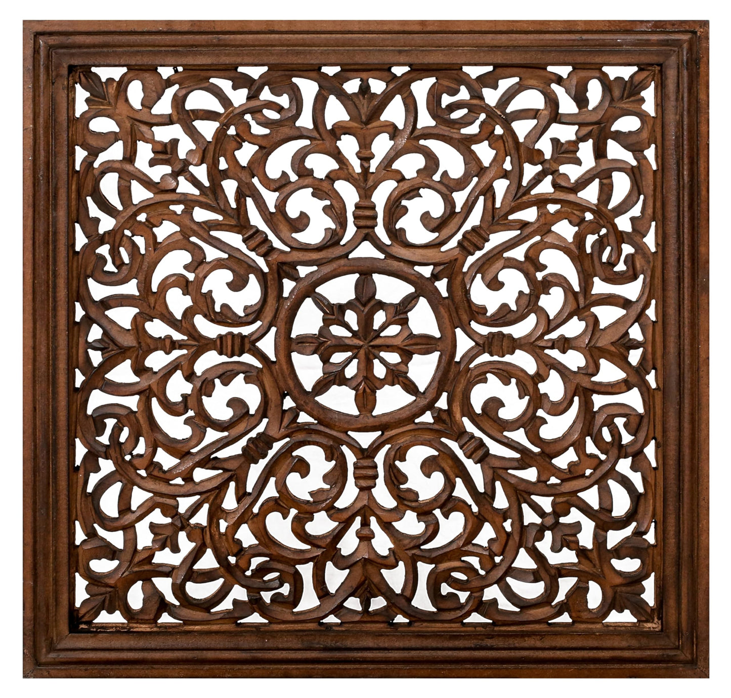 The Wooden Town Kashmiri Wall Décor – Set of 4 (16x16 Inch) | Handcrafted Wooden Wall Panels & Hanging Plaques for Living Room, Home & Office | Burnt Finish Decorative Art for Walls