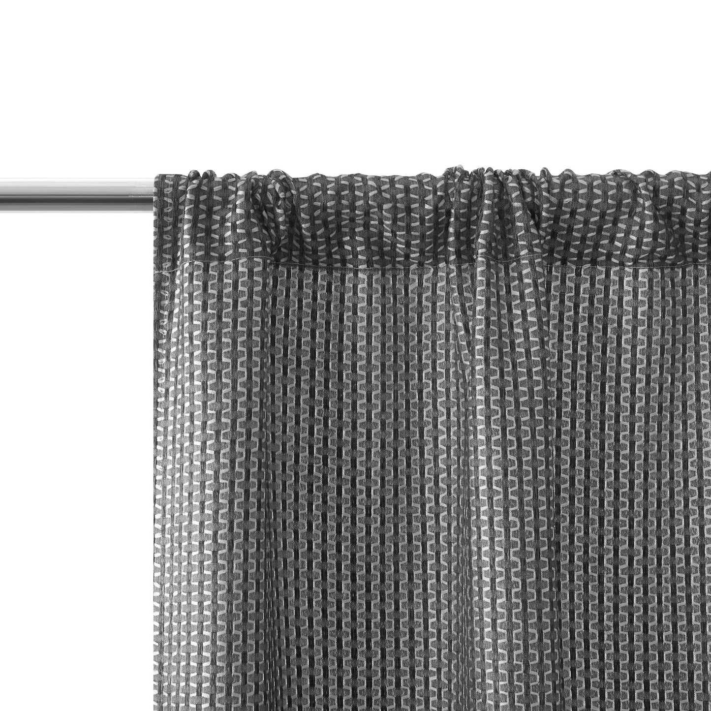 Parklane Dark Grey 4-Piece Rod Pocket Wave Window Panel Set, 2 Jacquard Panels & 2 Sheer Panels, Elegant Layered Curtains for Living Room or Bedroom,84"