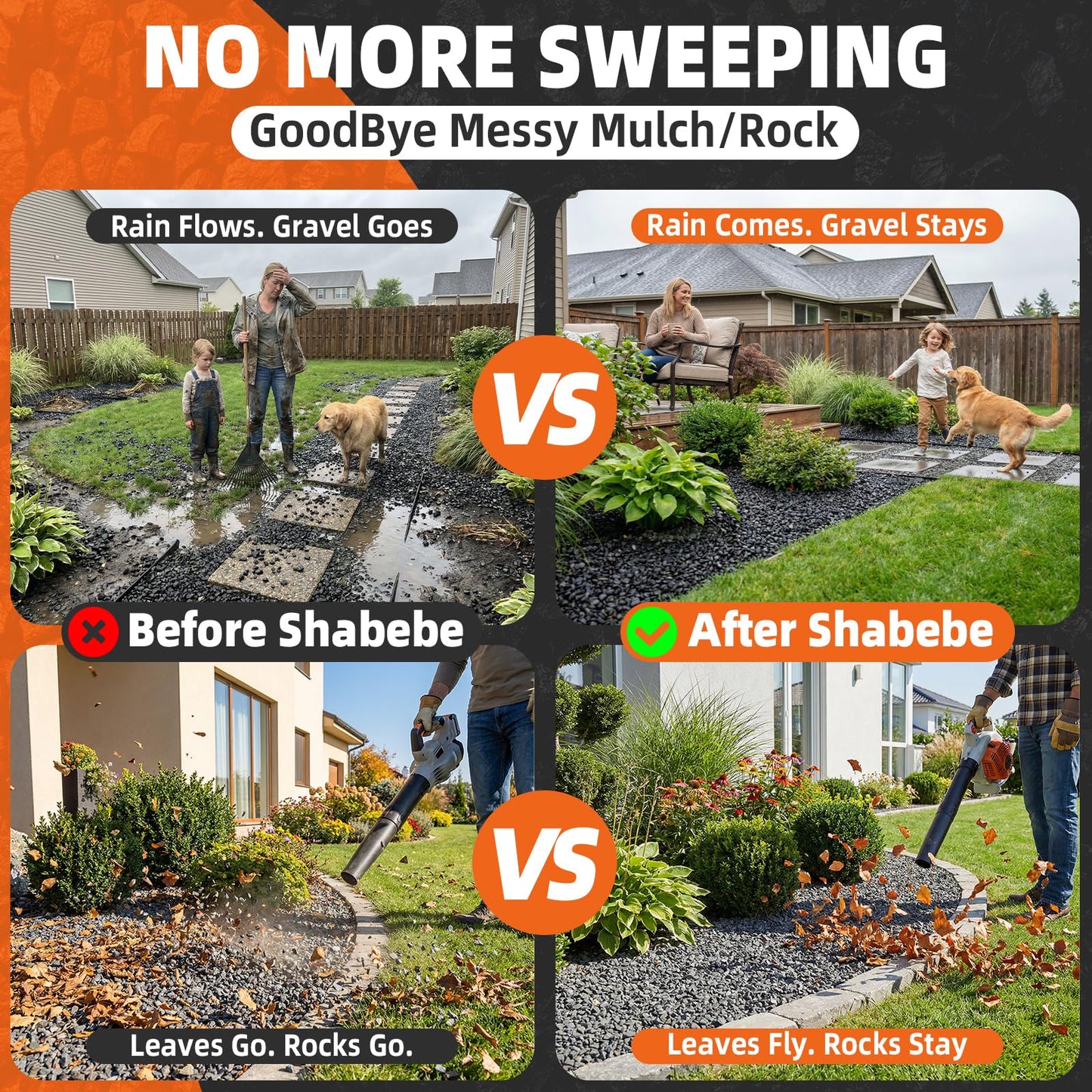 Shabebe Rock Glue, 99% Super Thick & Max Coverage 2 Gallon Mulch Hold for Landscaping, Covers Up to 3X Area,Non-Toxic Pea Gravel Stabilizer Landscape, Gravel Binder for Pebble, Pine Straw, Gravel