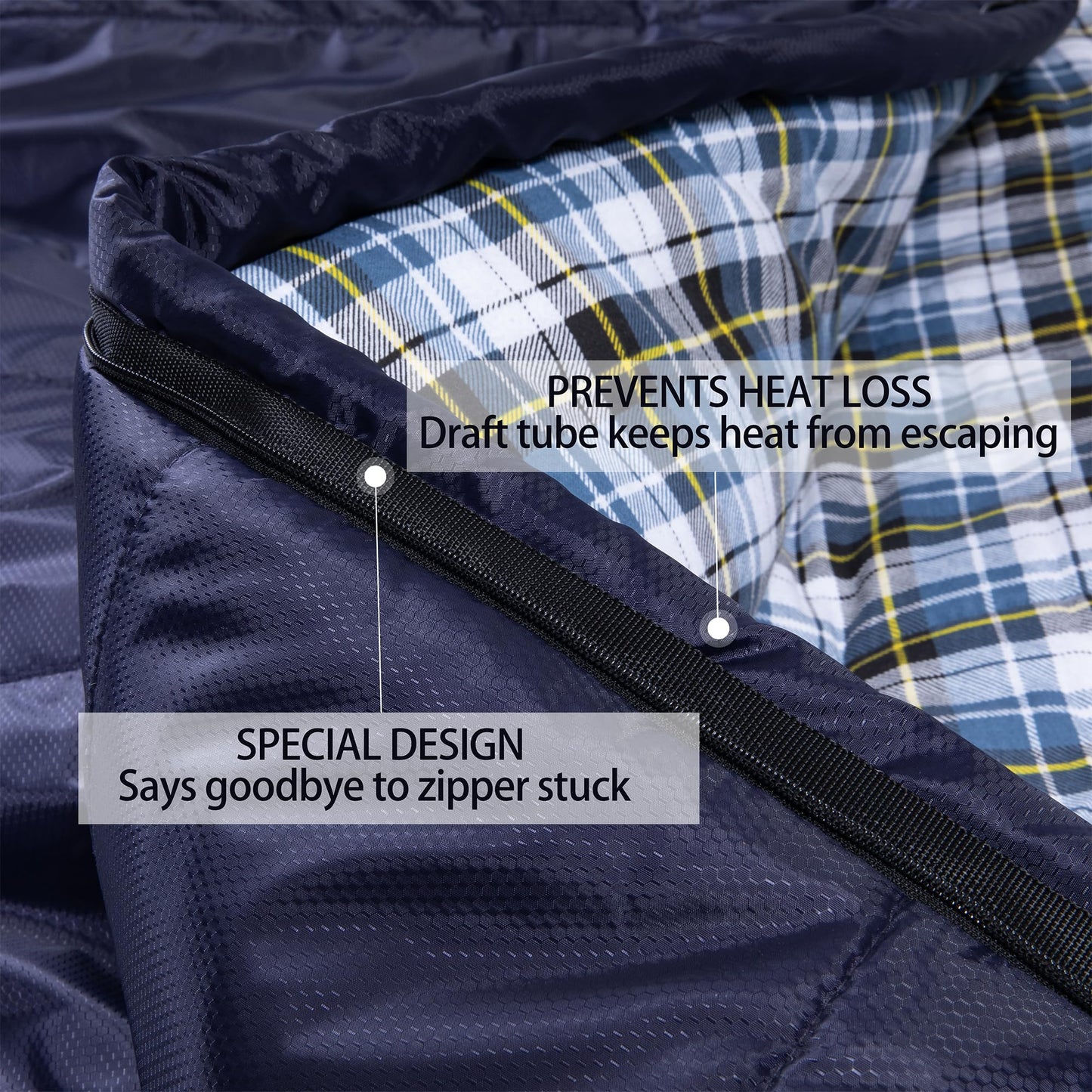 HiZYNICE Sleeping Bags for Adults Large Wide Cold Weather 20 Degree XL XXL Plus Size Oversized,Navy Blue Right Zip
