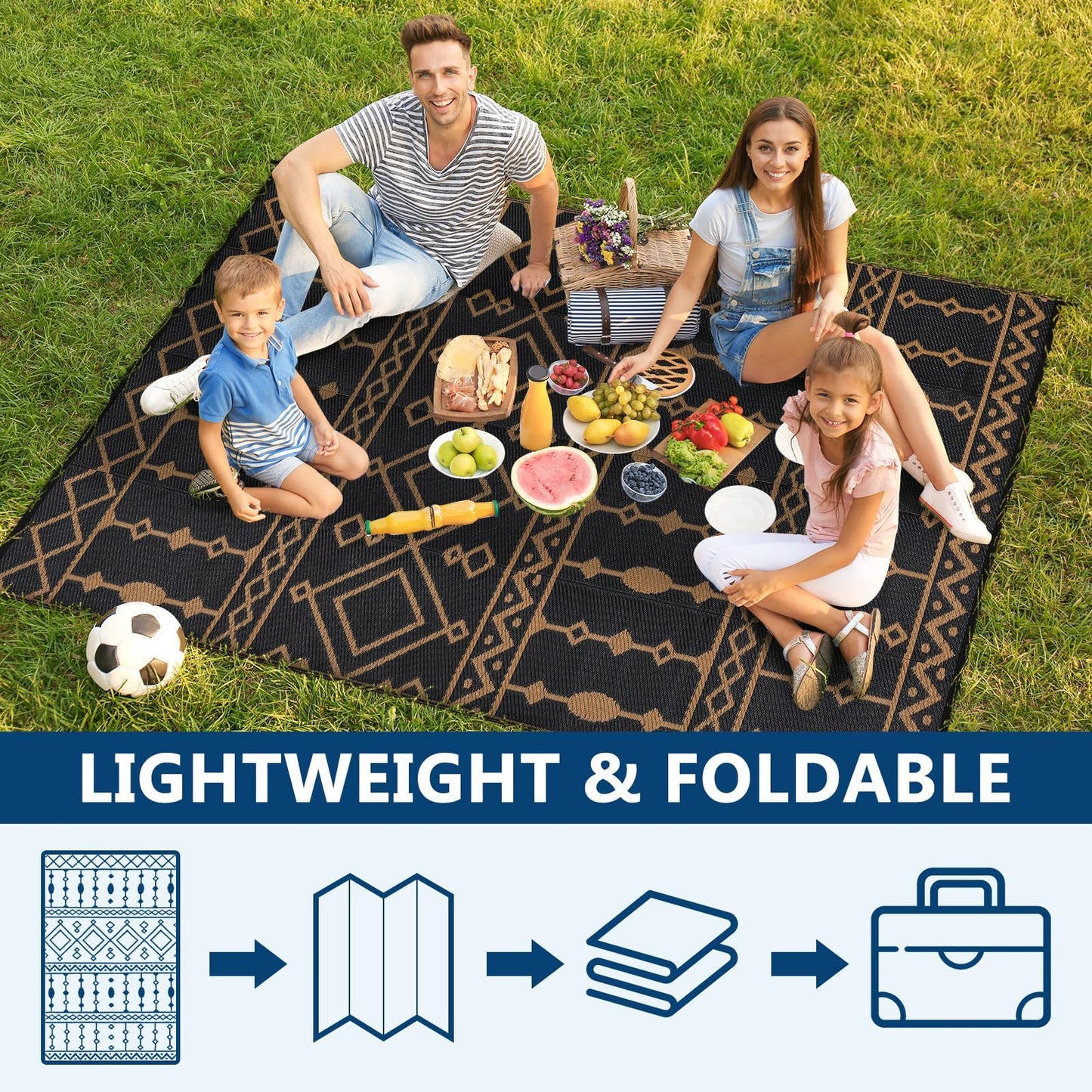 Jojoka Outdoor Waterproof Plastic Straw Rug, Large Reversible Portable Floor Mat, Outside Carpet for Patio, Balcony, Deck, Porch, Backyard, RV Travel & Camping
