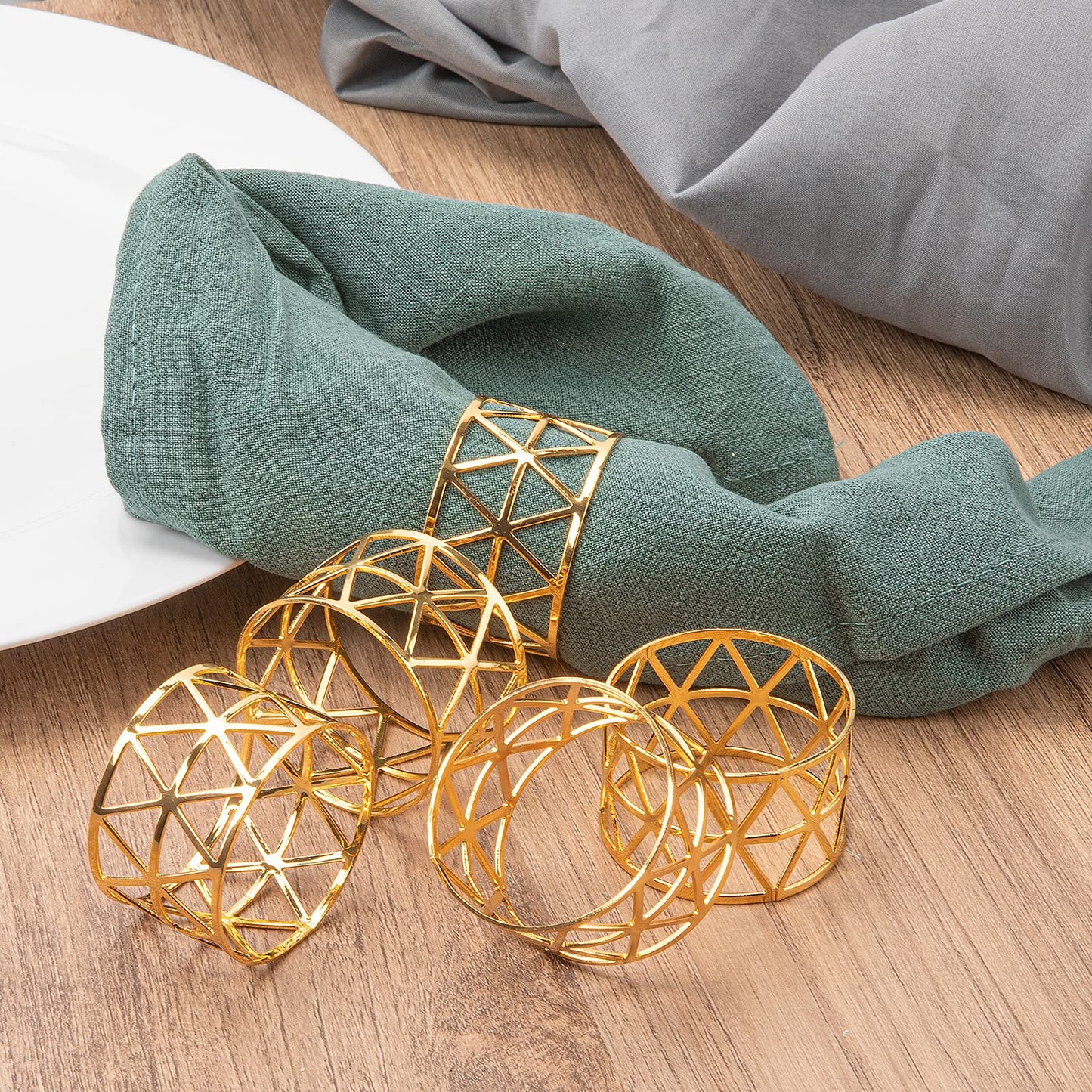 12PCS – Gold Napkin Rings Set of 12, Holiday Napkin Holders for Dining, Anniversary, Birthday, Romantic Candlelight Dinner, Holiday, Party of Table Setting, Wedding Table Decoration