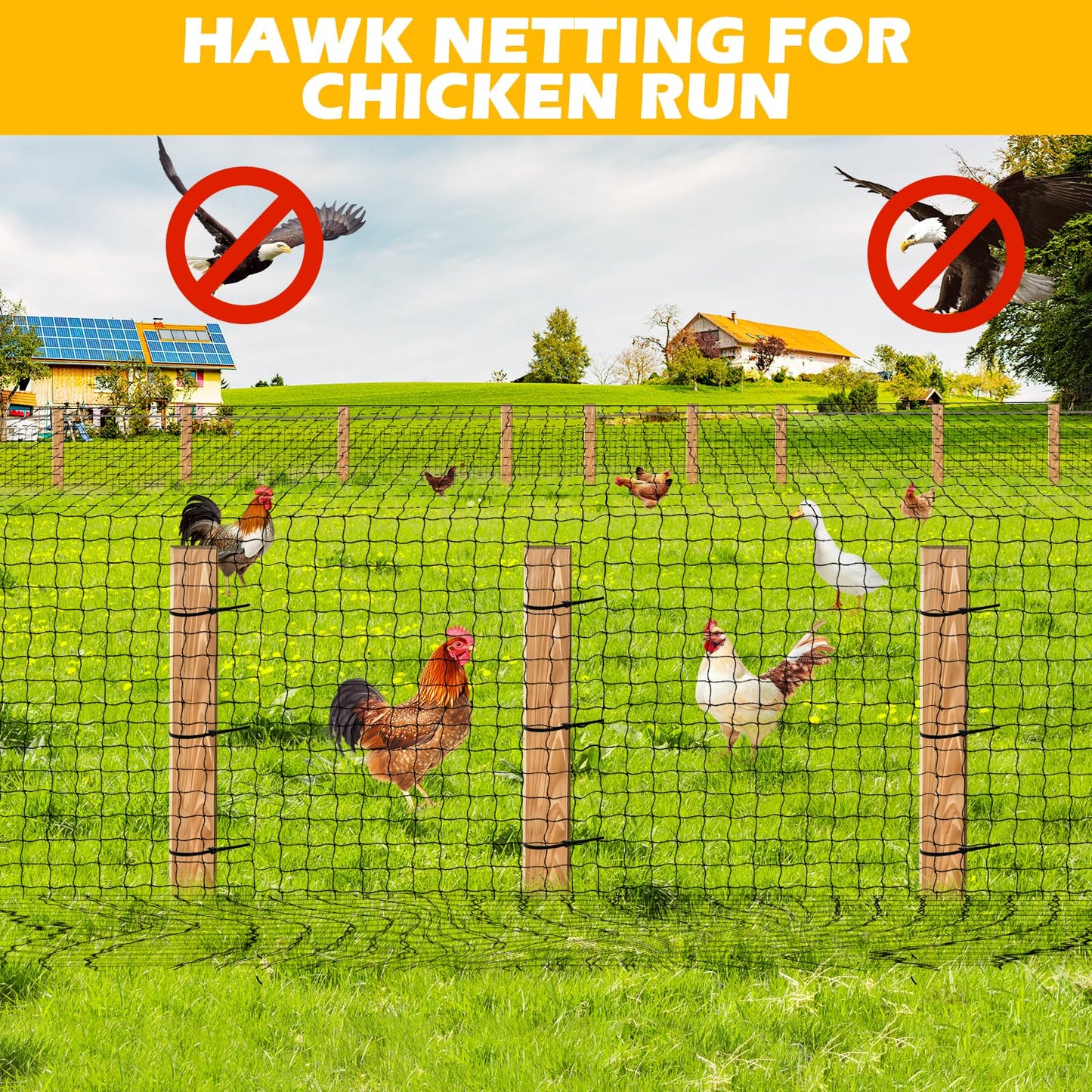 BSTPCOO Bird Netting 25'x100' with 2.4" Square Mesh Chicken Coop Nettings, Poultry Netting Heavy Duty Nylon Nettings, Hawk Net for Chicken Run, Deer Fence Garden Fruit Tree Net