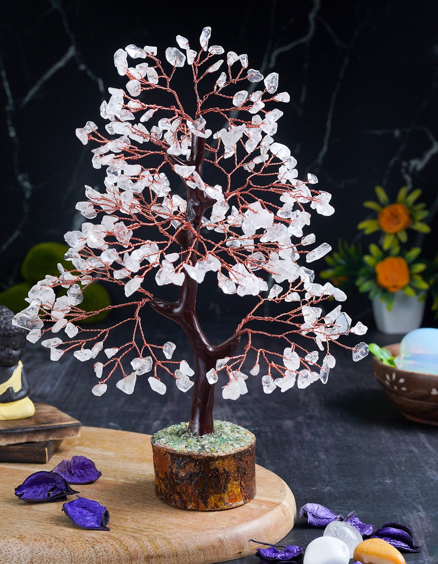 Crocon® Clear Quartz Birthday Gifts for Women, Men & Friends | Tree of Life Crystals and Healing Stones, Home & Office Decor, Money Tree, Women Gift Ideas | House Warming Gifts New Home for Mom