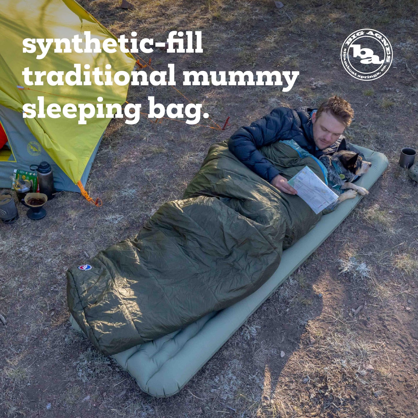 Big Agnes Anthracite - Backpacking Sleeping Bag, 3 Season, Lightweight, Compact, Olive Night/Chinois Green, 30 Degree (Left-Zip), Regular