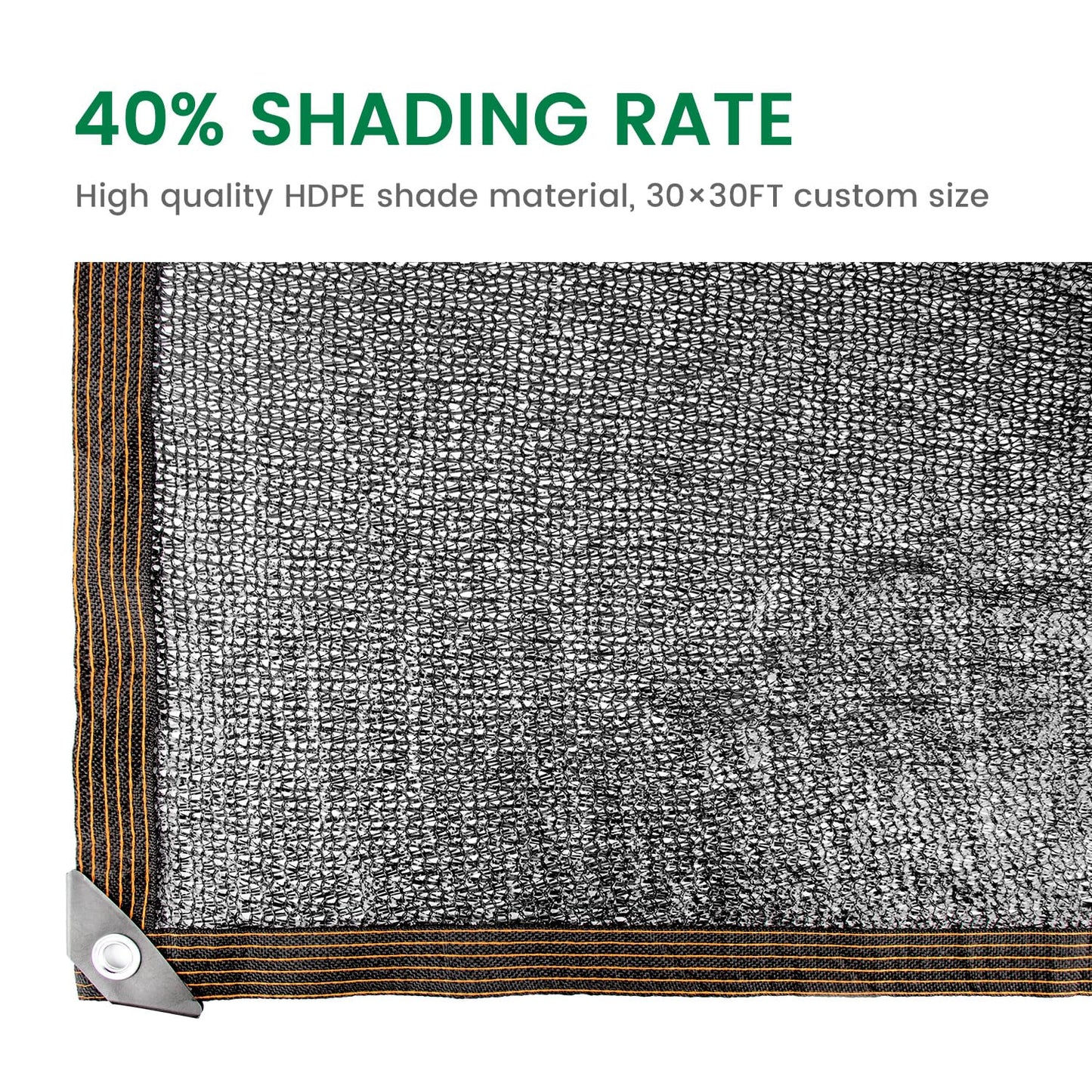 Xlimin 40% 30 X 30 FT Black Shade Cloth, Outdoor Woven Sun Shade with Grommets, Durable Breathable Netting Shading Antifreezing for Patio, Garden, DIY Home, Plants Cover, Greenhouse, Dog Kennel