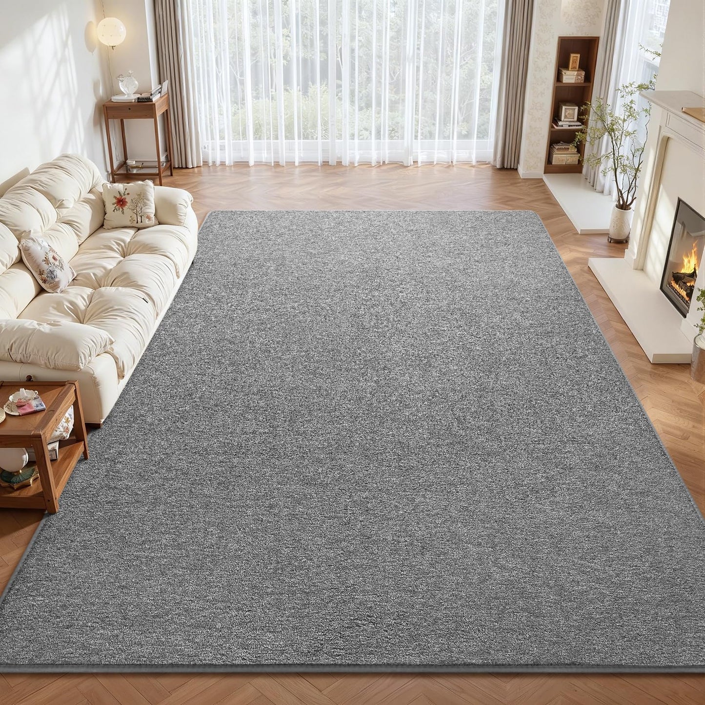 DweIke Rugs for Bedroom Living Room, 4x6 ft Grey Area Rug, Washable Memory Foam Indoor Carpet, Modern Non-Slip Ultra Soft Carpets for Kids Boys Girls Adults Nursery Dorm Home Decor