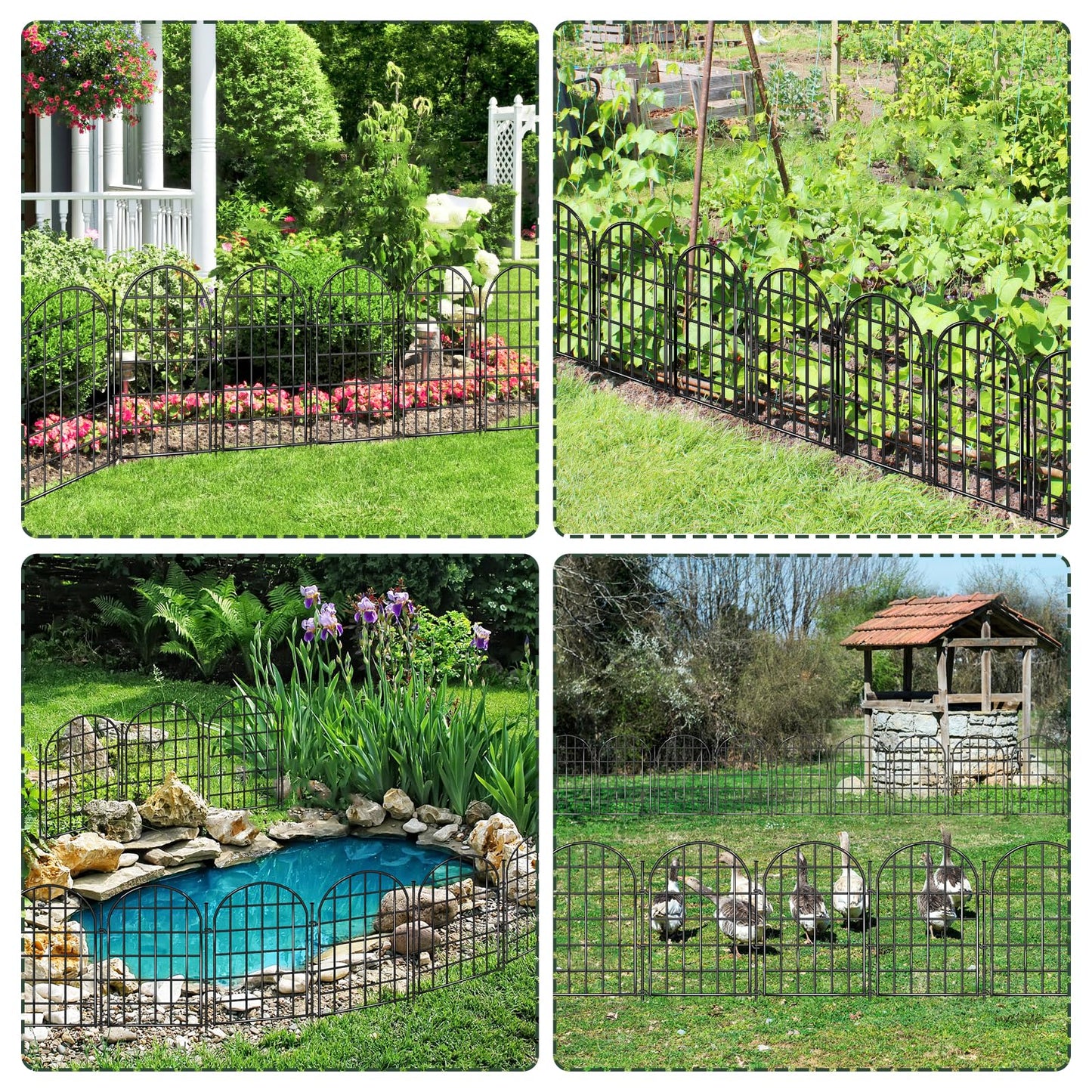 32.5 ft(L) x 22 in(H) Garden Fence, 30 Panels Arched No Dig Fence, Decorative Animal Barrier Fencing with Ground Stake, Rustproof Metal Garden Edging Border for Dog, Rabbit, Outdoor Yard Patio Decor
