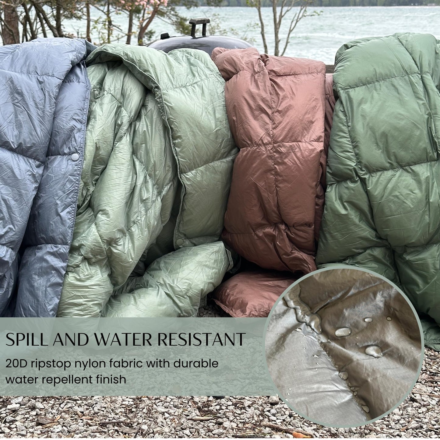 Noora North Down Camping Blanket with Footbox – Lightweight, Packable, Water Resistant Backpacking Quilt & Warm Puffy Compact Outdoor Throw – 52x77 with Stuff Sack for Stadium, Hiking & Travel