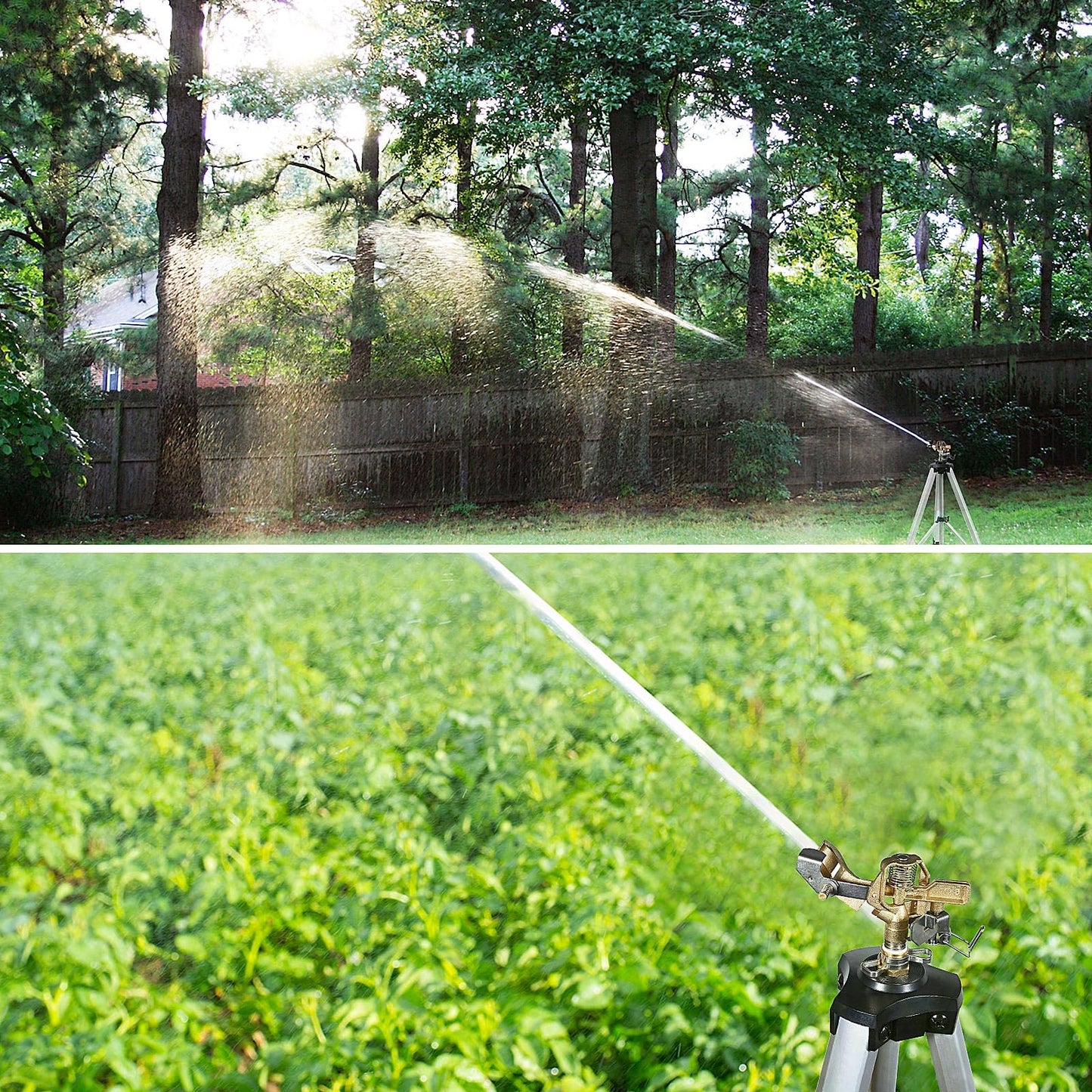 YAMATIC Impact Sprinkler on Tripod Base, 360 Degree Large Area, Heavy Duty Adjustable Pulsator Sprinkler for Lawn Yard and Grass, Spray up to 20-90ft (36inch) Brass Head, 2Pcs