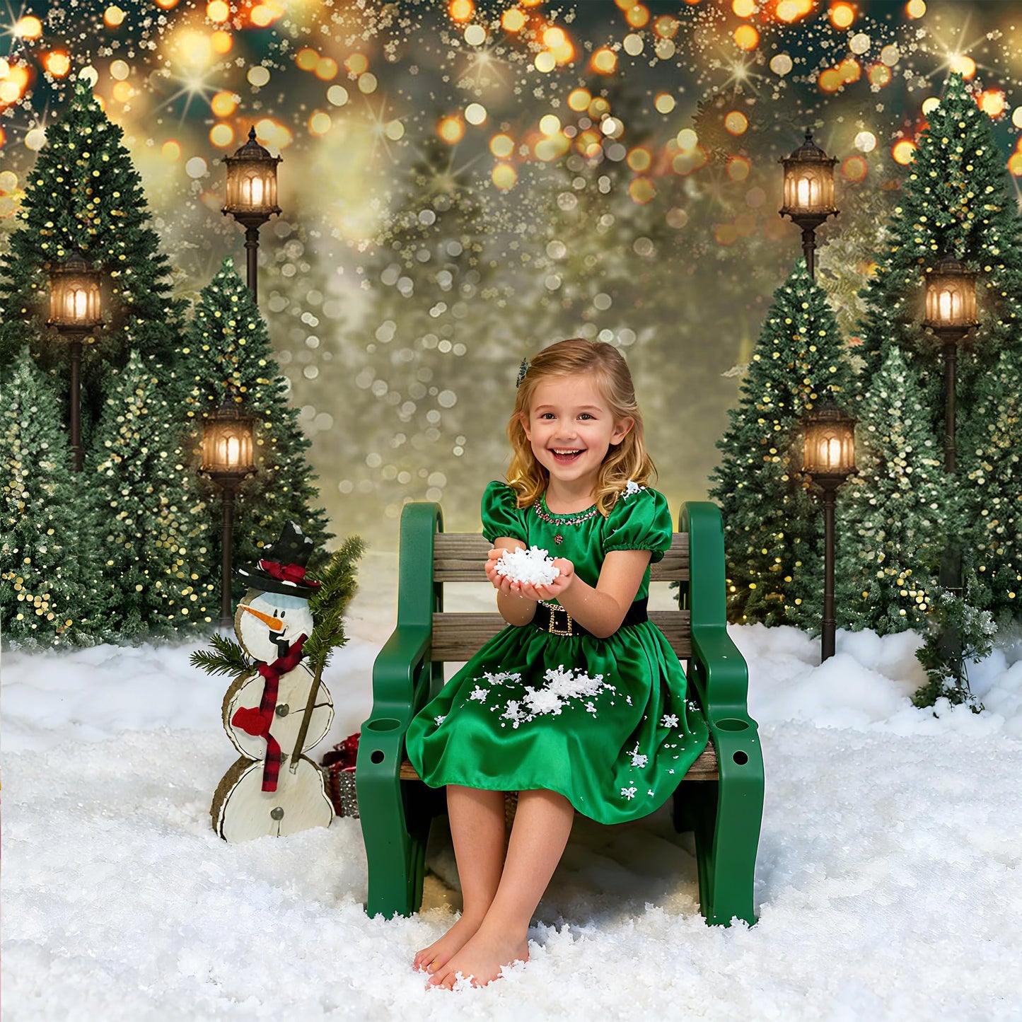 Mocsicka 10x8ft Winter Snowflake Christmas Tree Backdrop Christmas Glitter Bokeh Newborn Baby Shower Birthday Photo Backdrops Xmas Pine Tree Party Decors Photography Background